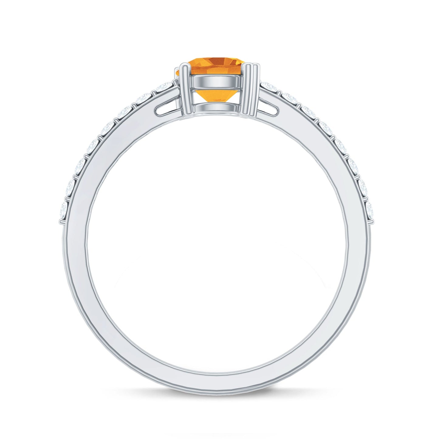 Natural Citrine Promise Ring with Diamond