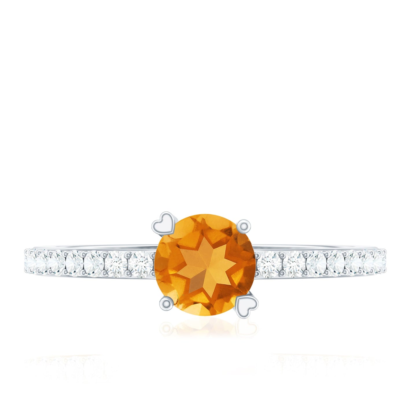Natural Citrine Promise Ring with Diamond