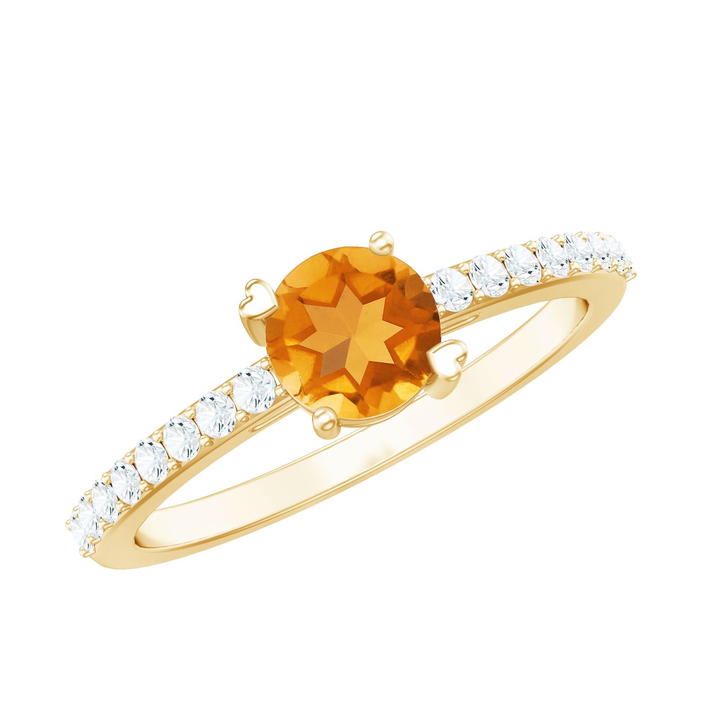 Natural Citrine Promise Ring with Diamond