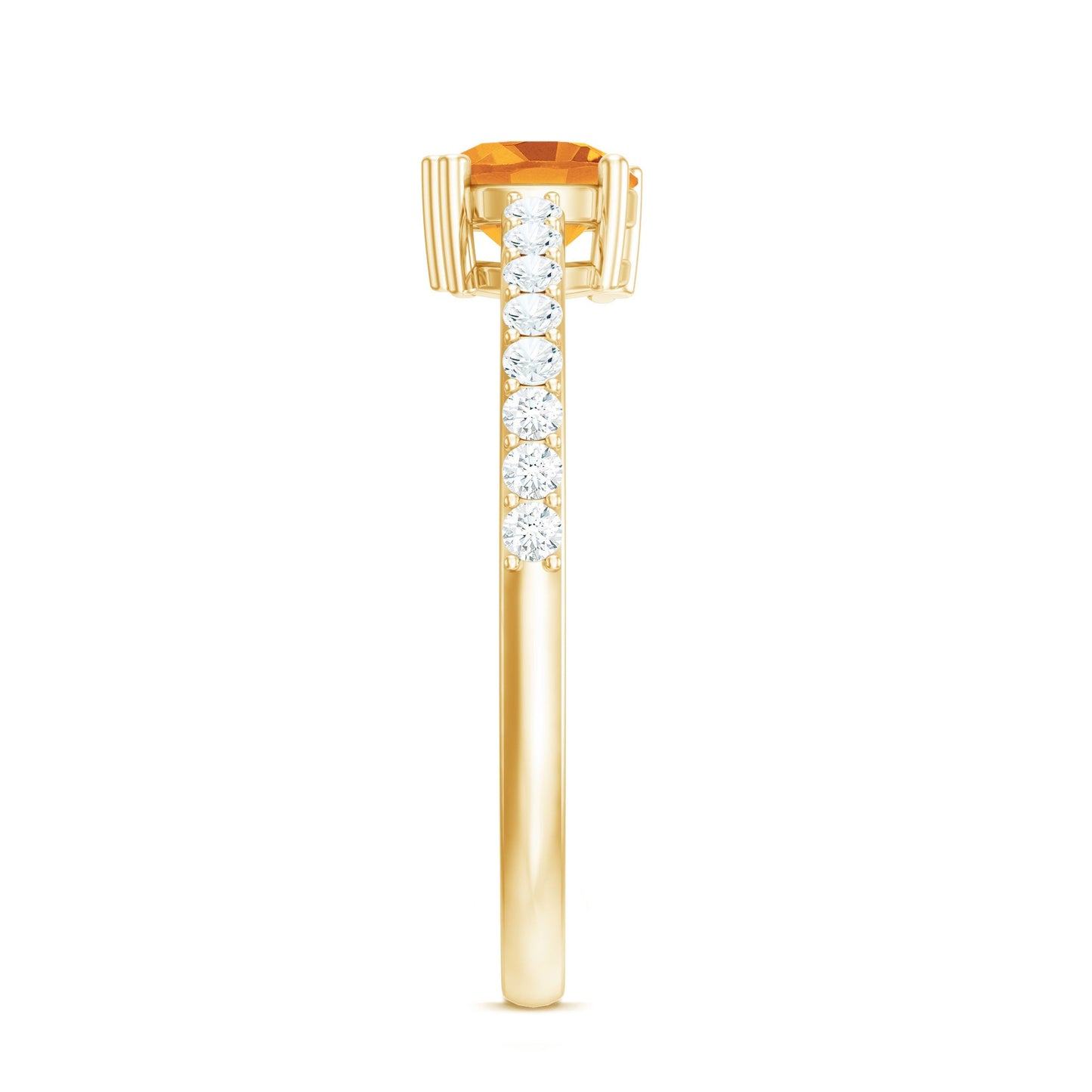 Natural Citrine Promise Ring with Diamond