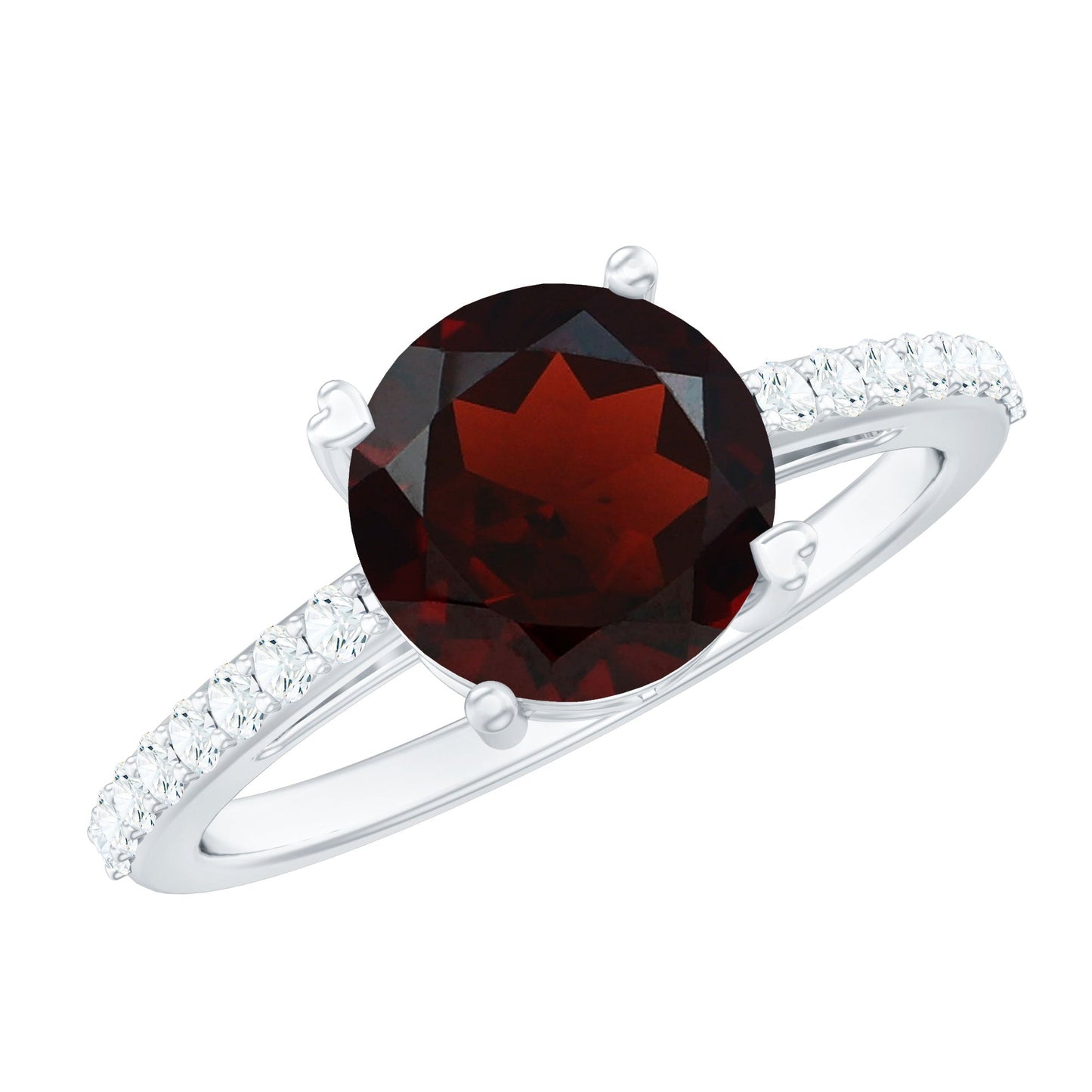 Certified Natural 2.3 Carat Garnet Big Engagement Ring with Diamond