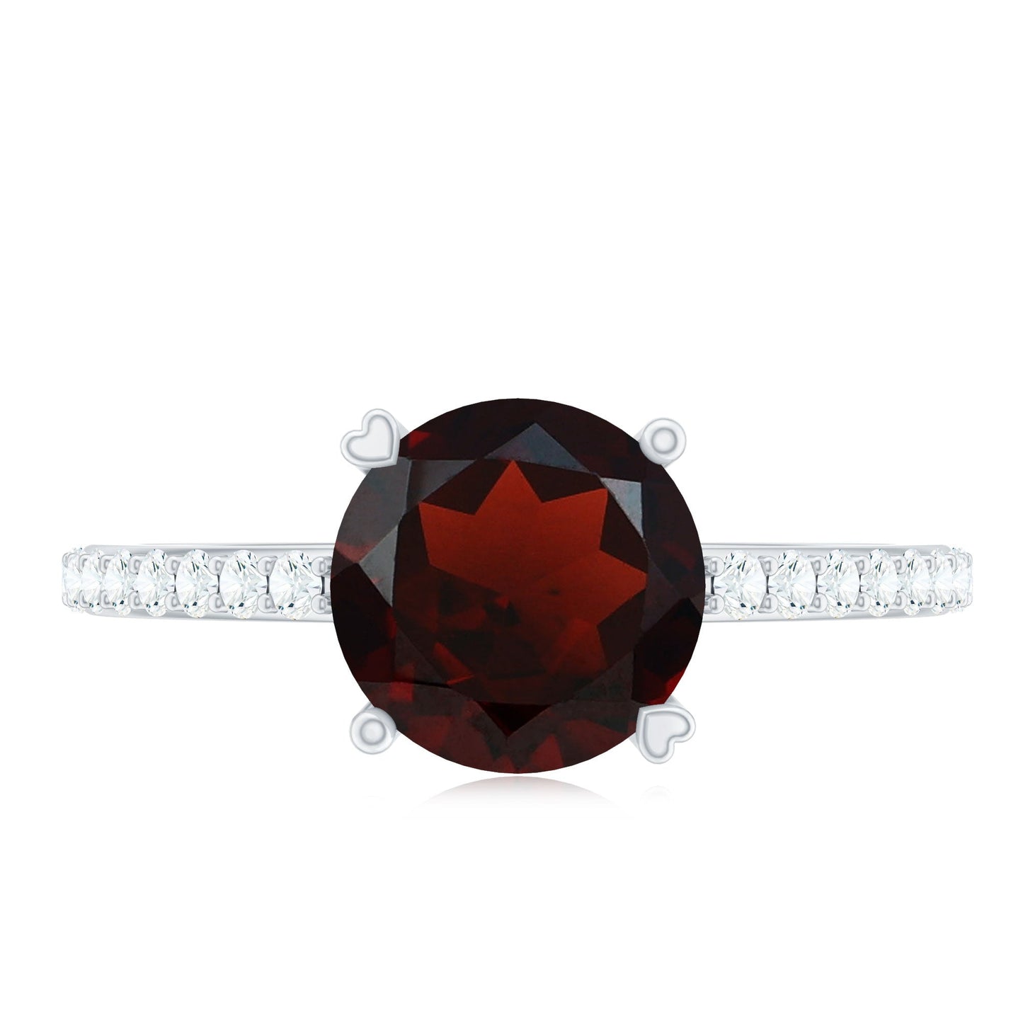 Certified Natural 2.3 Carat Garnet Big Engagement Ring with Diamond