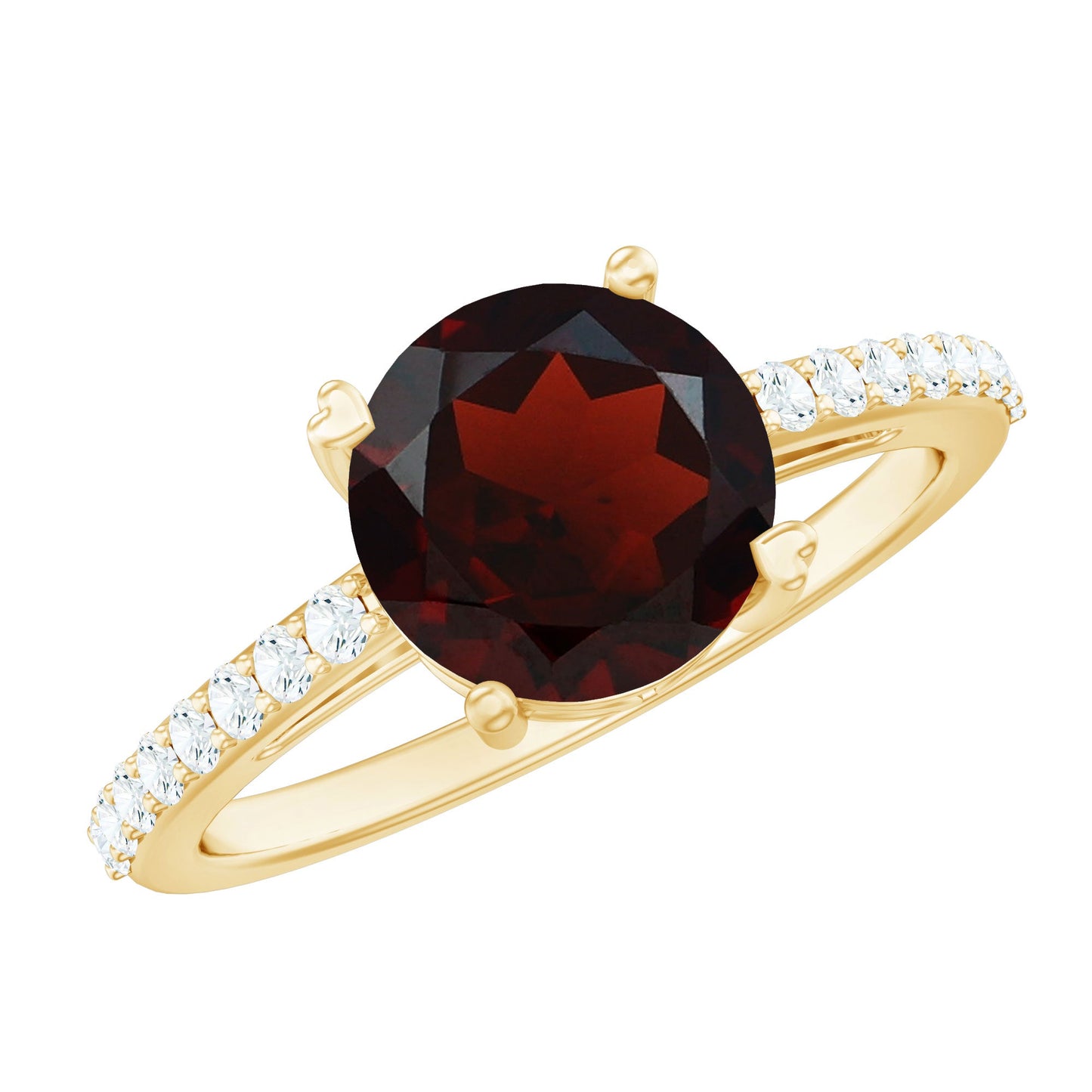 Certified Natural 2.3 Carat Garnet Big Engagement Ring with Diamond