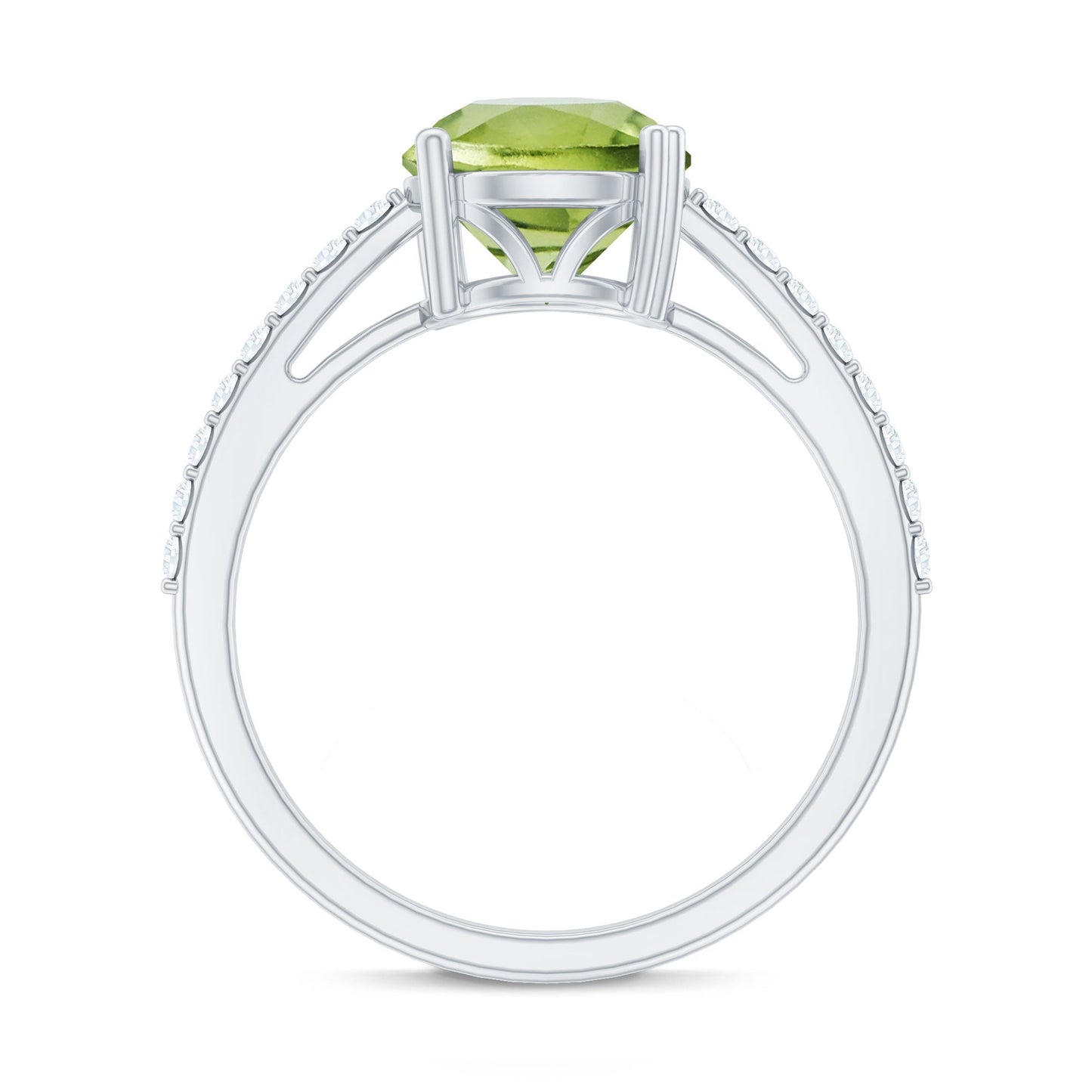 Natural 2 Carat Peridot Engagement Ring with Diamond