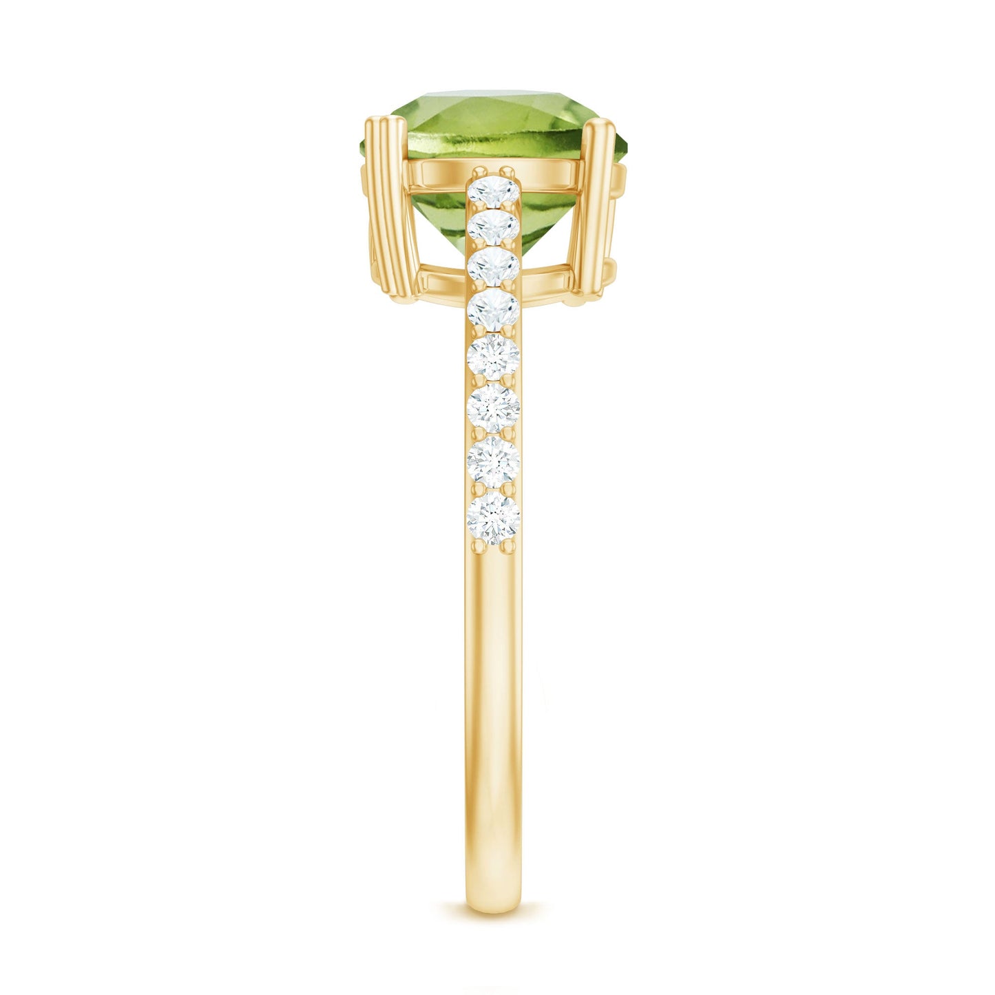 Natural 2 Carat Peridot Engagement Ring with Diamond