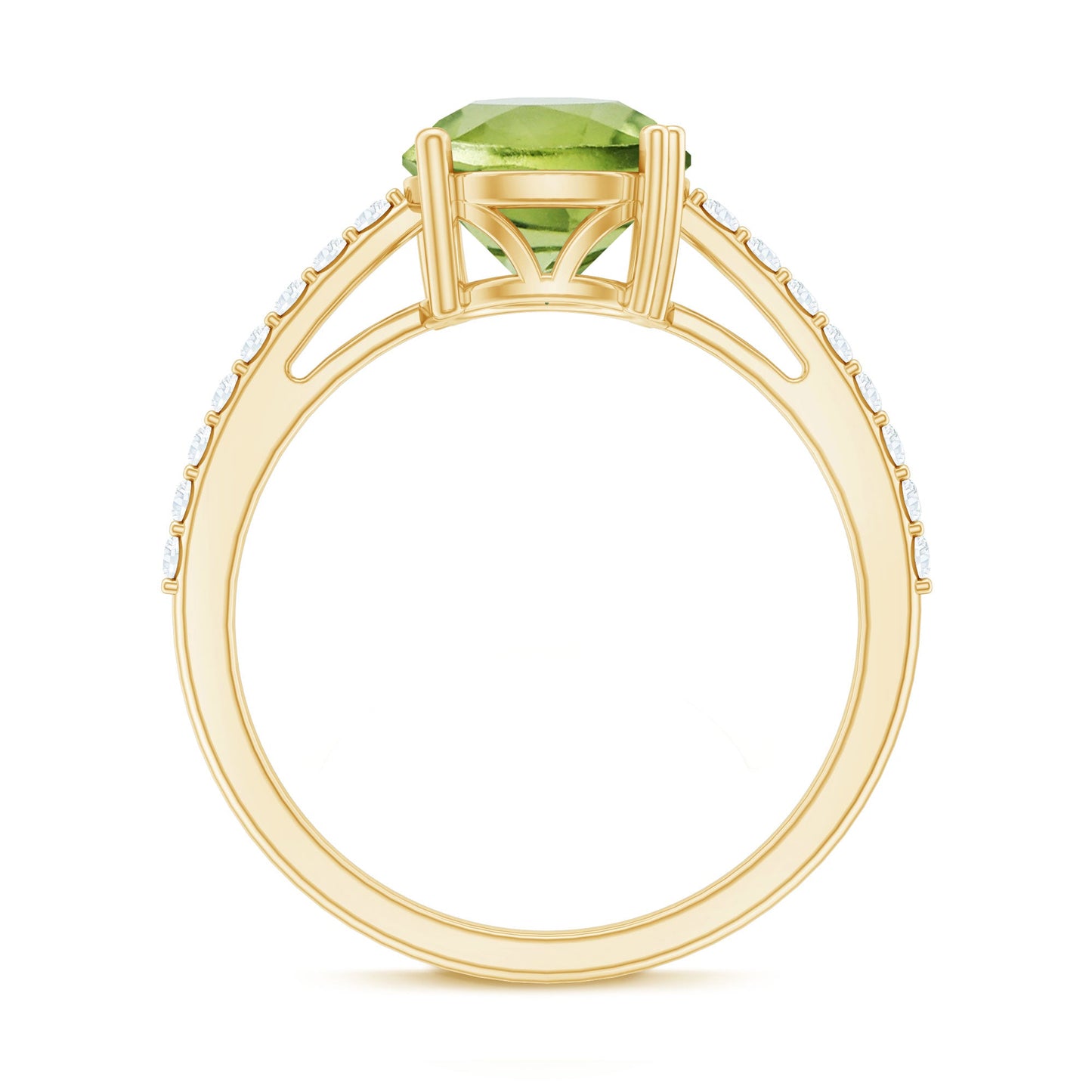 Natural 2 Carat Peridot Engagement Ring with Diamond