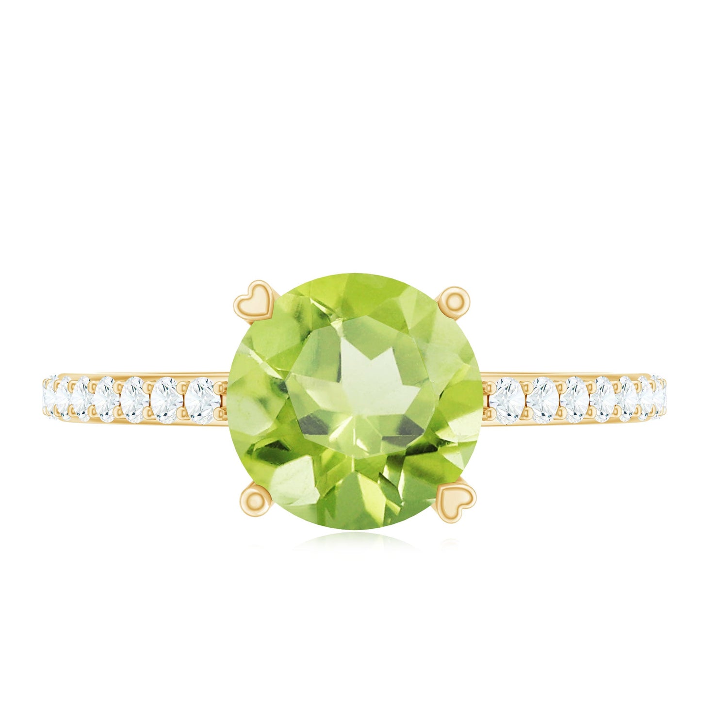 Natural 2 Carat Peridot Engagement Ring with Diamond