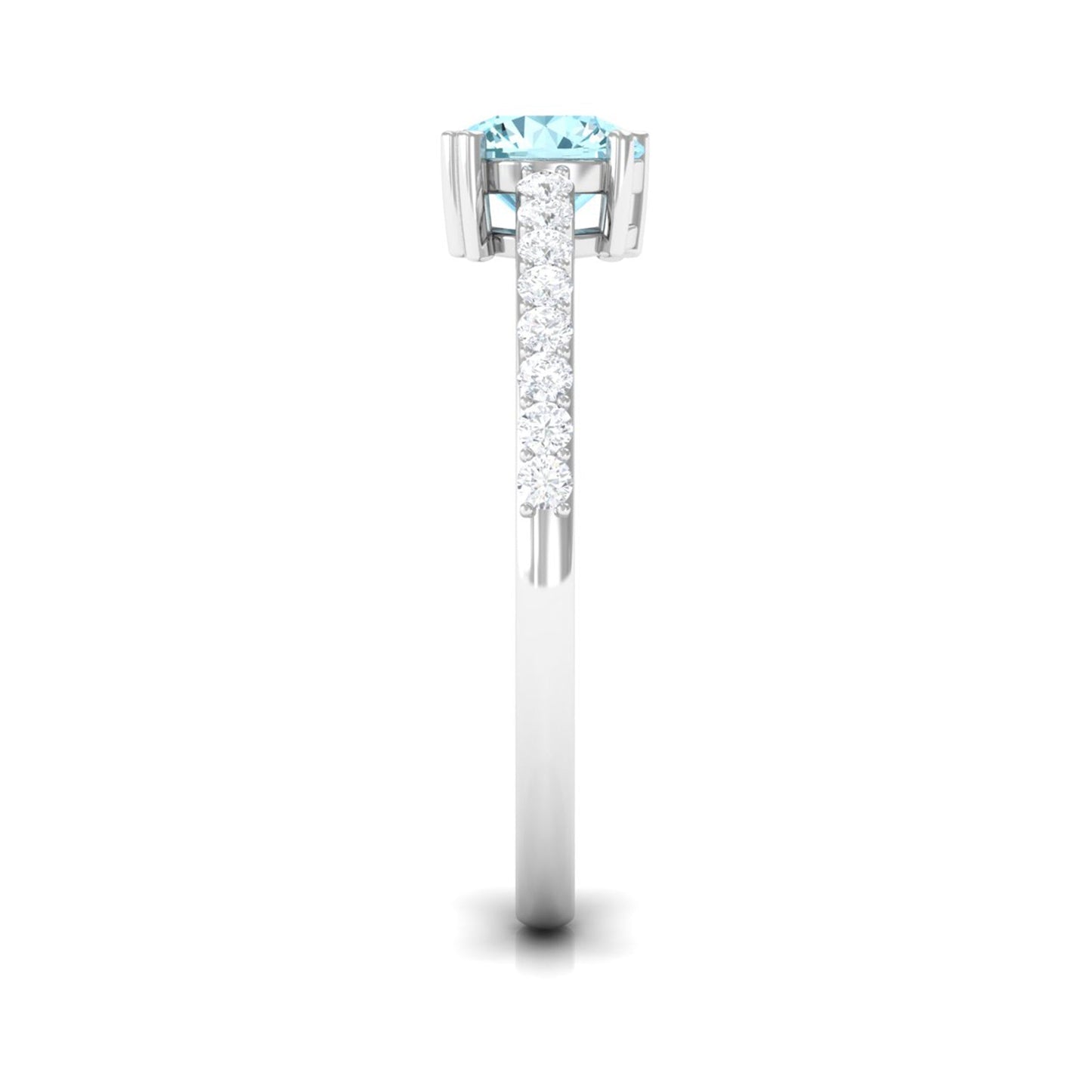 Designer Set Aquamarine Solitaire Engagement Ring with Diamond