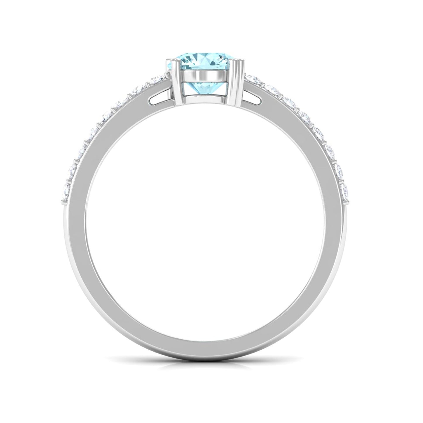 Designer Set Aquamarine Solitaire Engagement Ring with Diamond