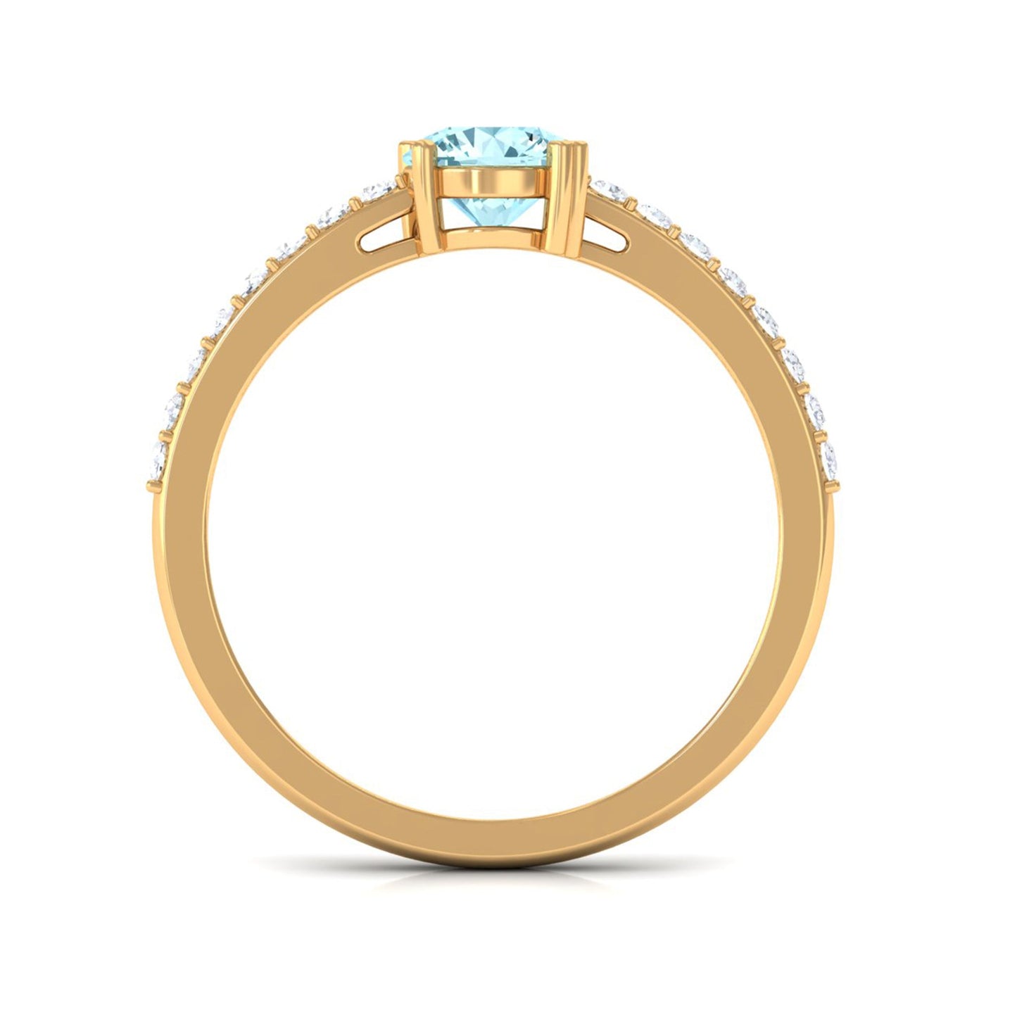 Designer Set Aquamarine Solitaire Engagement Ring with Diamond