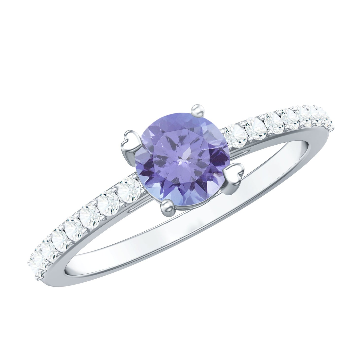 Certified Real Tanzanite Promise Ring with Diamond