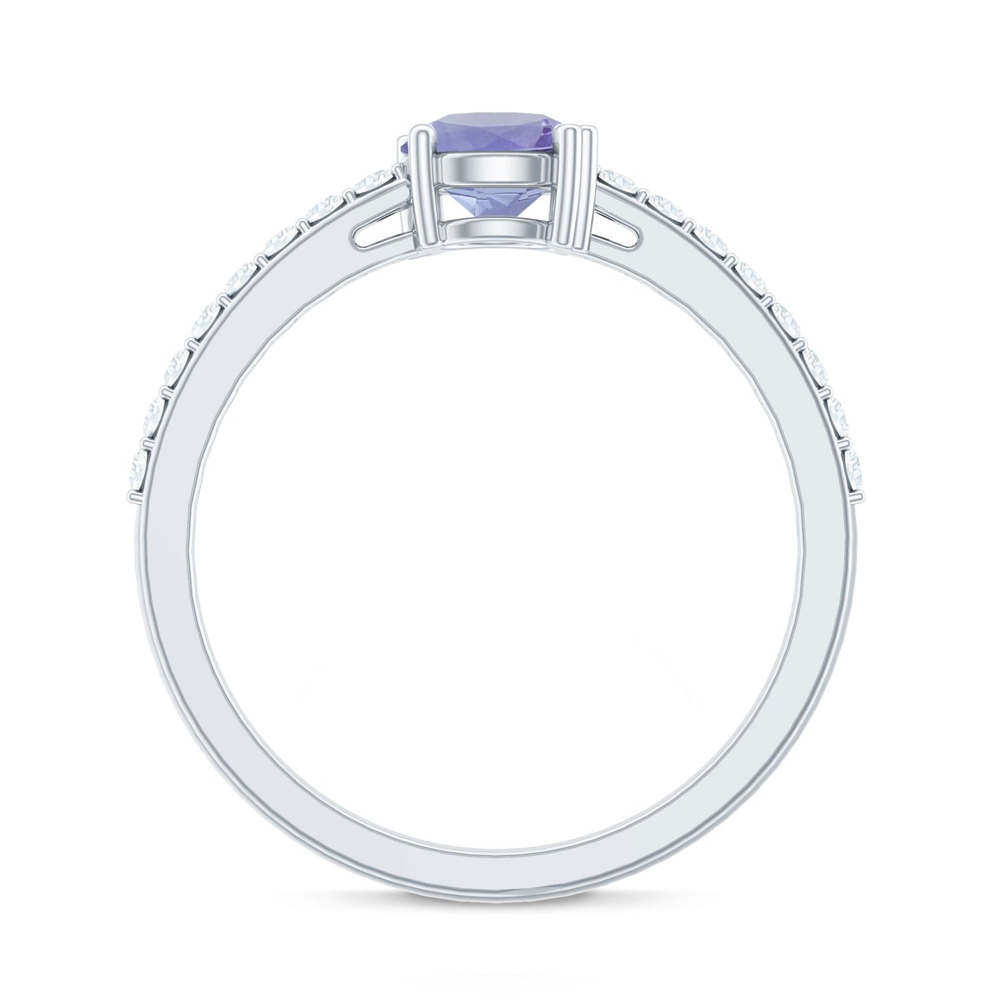 Certified Real Tanzanite Promise Ring with Diamond