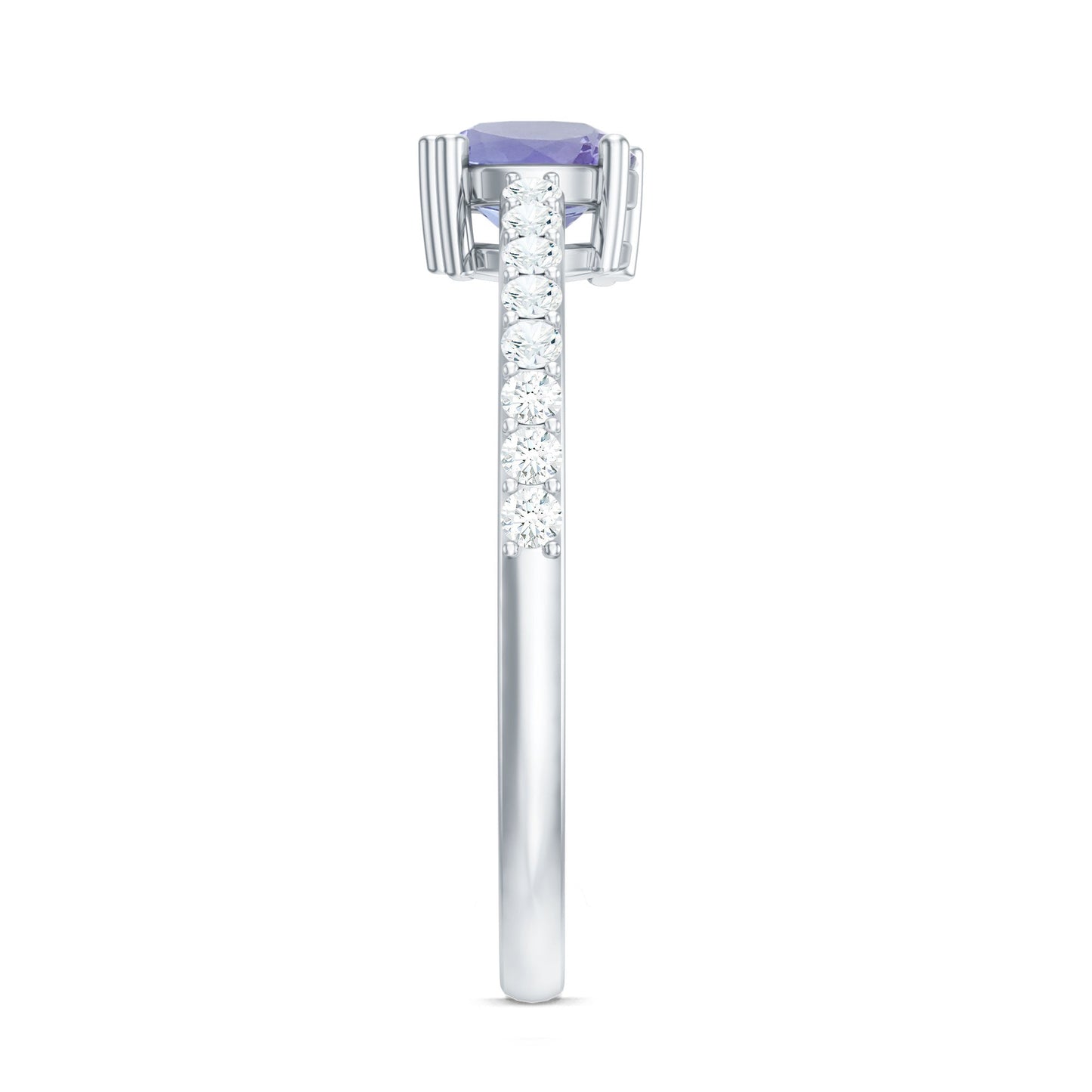 Certified Real Tanzanite Promise Ring with Diamond