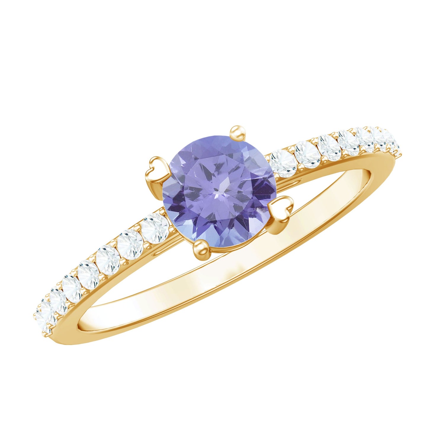 Certified Real Tanzanite Promise Ring with Diamond