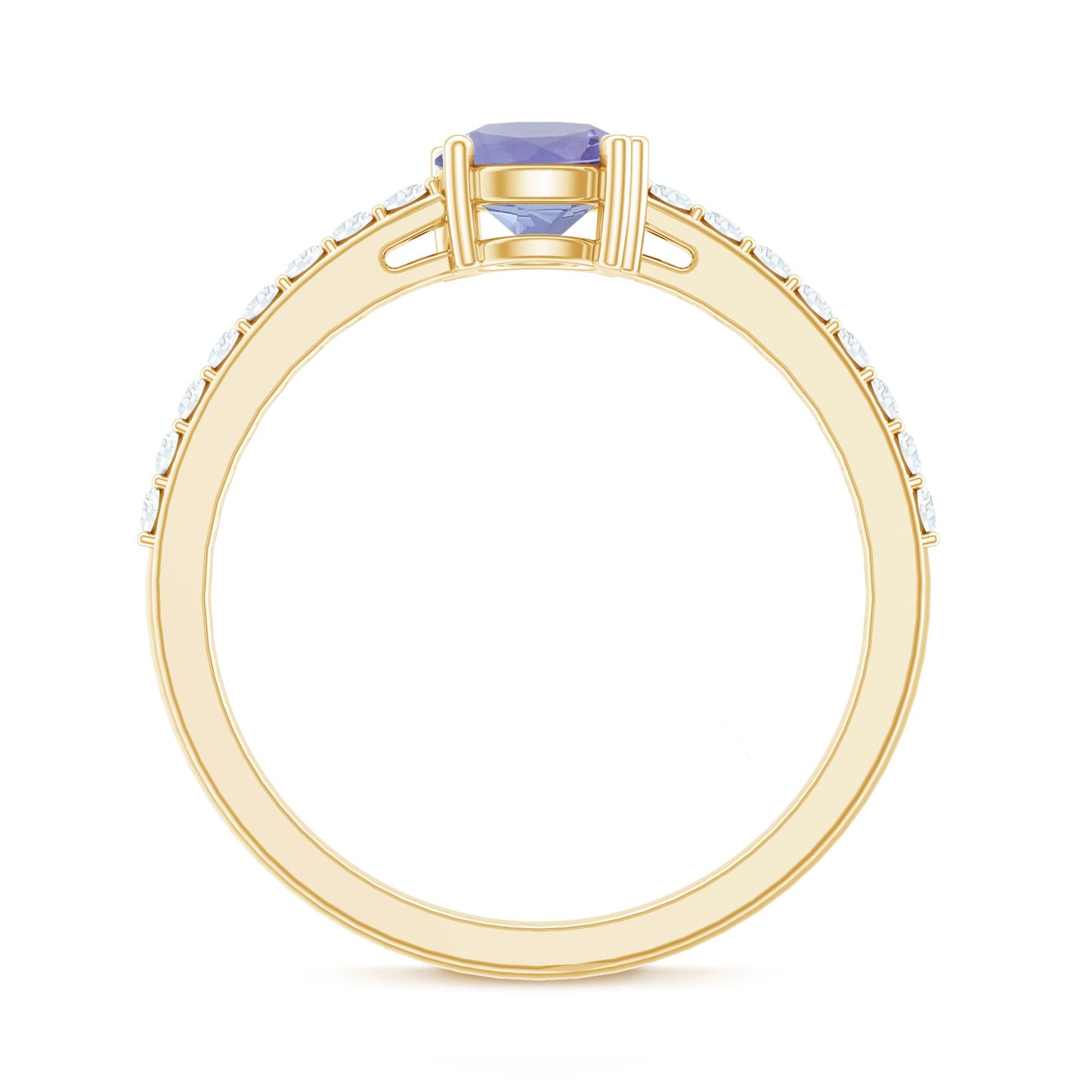 Certified Real Tanzanite Promise Ring with Diamond