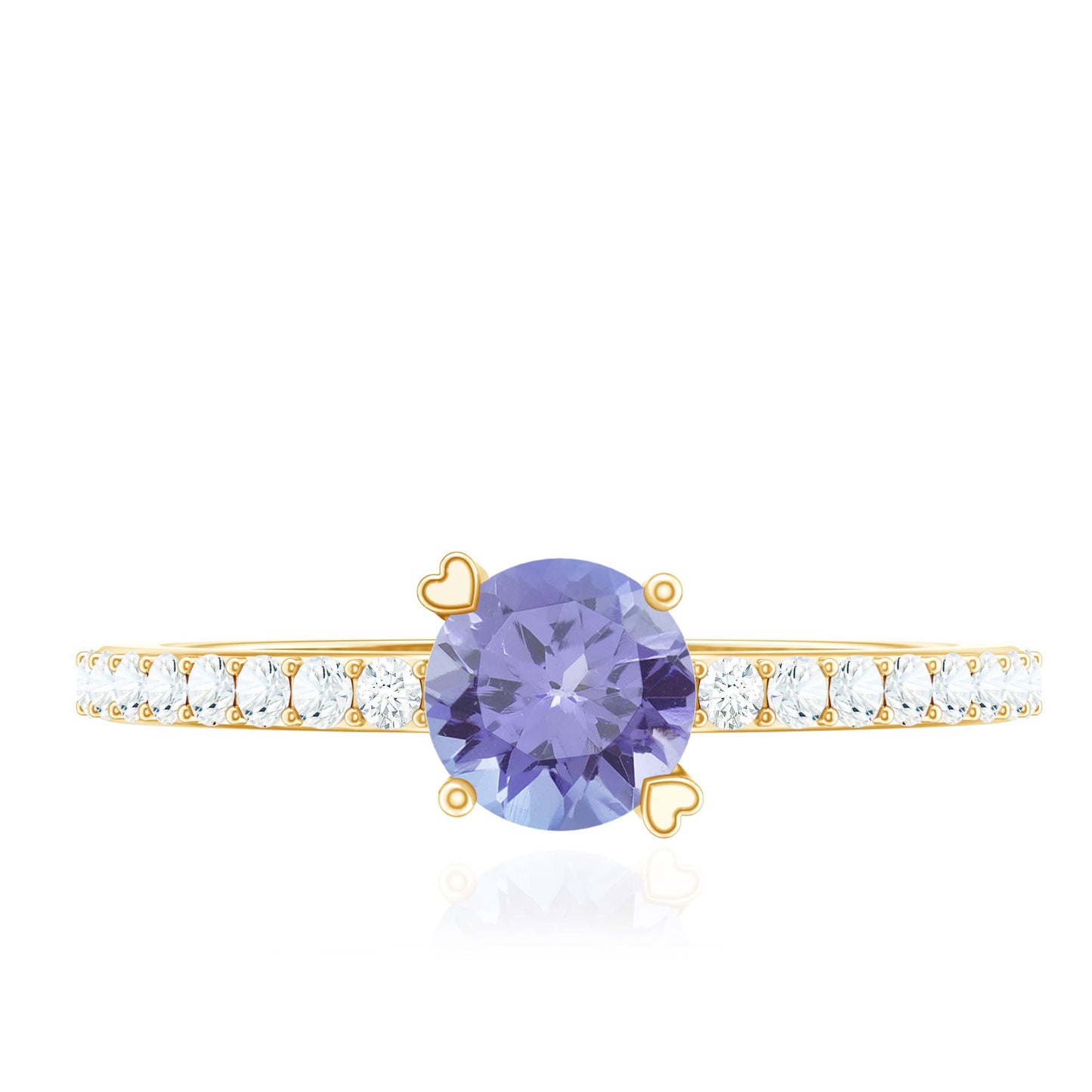 Certified Real Tanzanite Promise Ring with Diamond