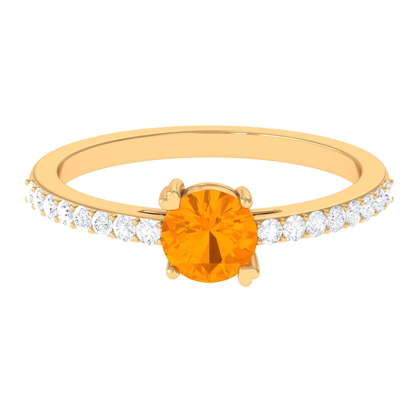 Designer Fire Opal Promise Ring with Diamond