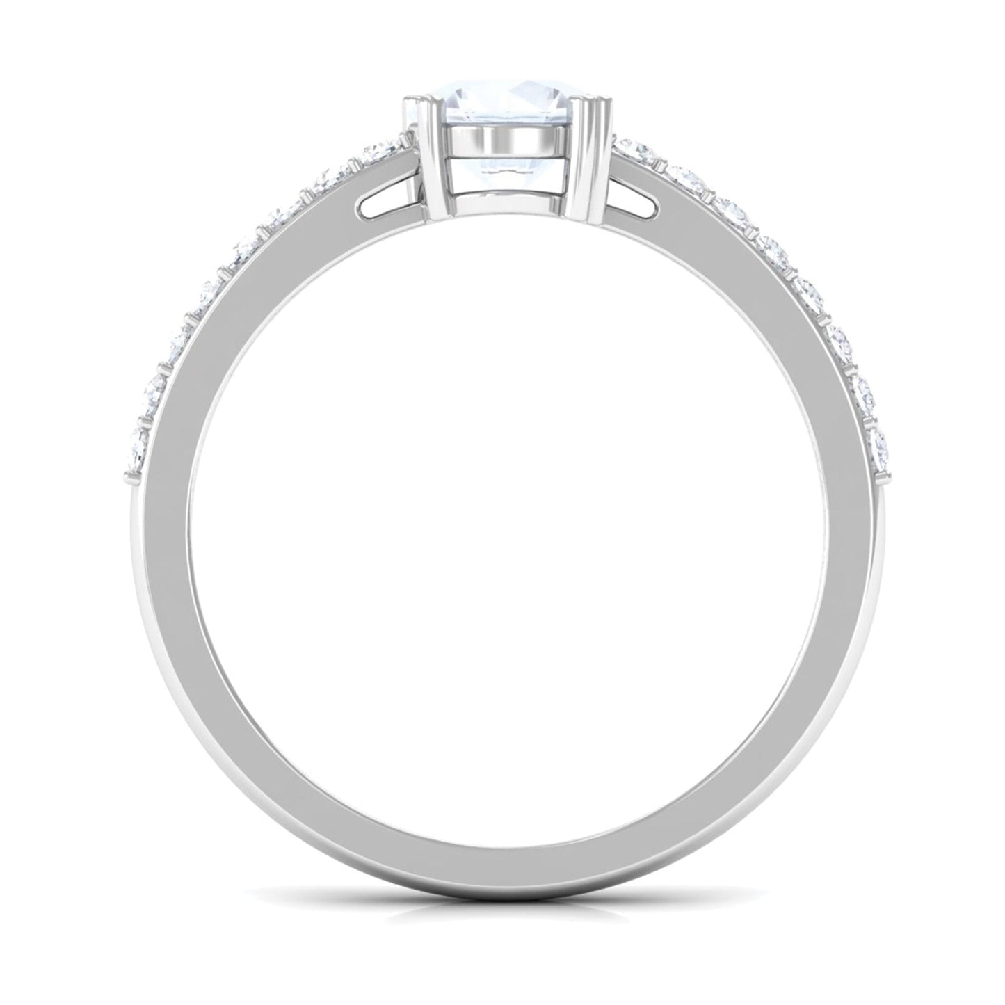 Natural Moonstone Solitaire Promise Ring with Diamond