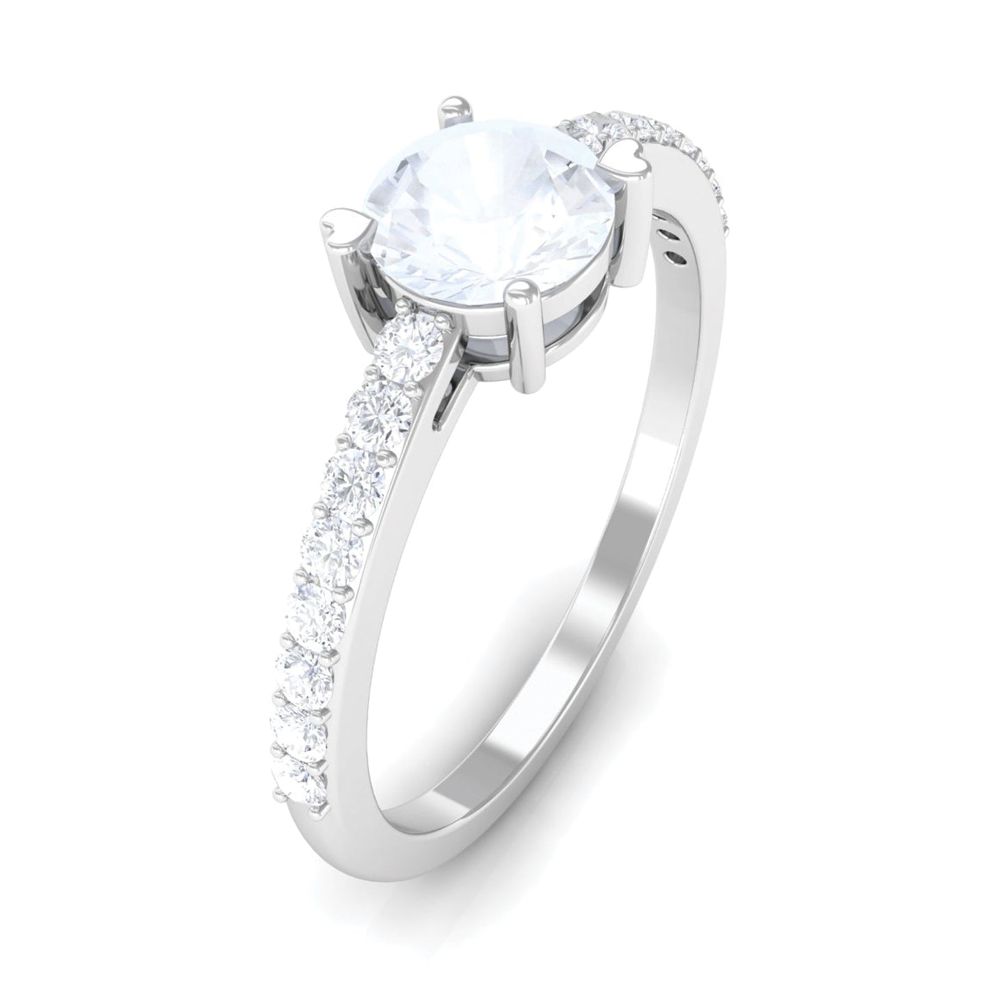 Natural Moonstone Solitaire Promise Ring with Diamond