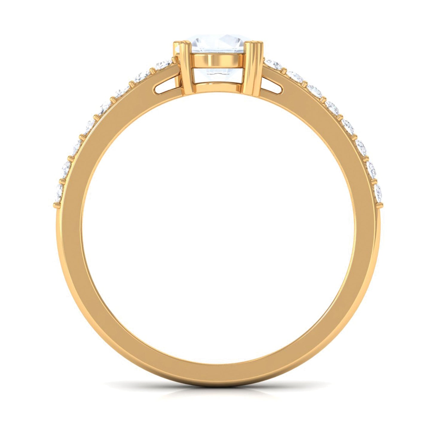 Natural Moonstone Solitaire Promise Ring with Diamond
