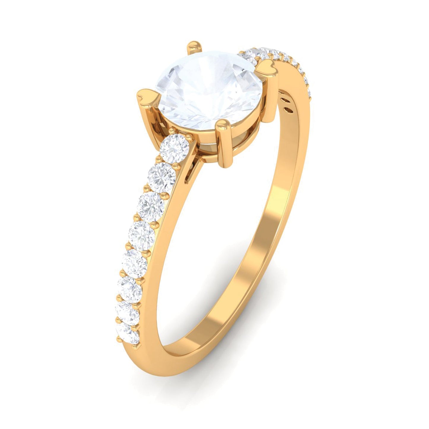 Natural Moonstone Solitaire Promise Ring with Diamond