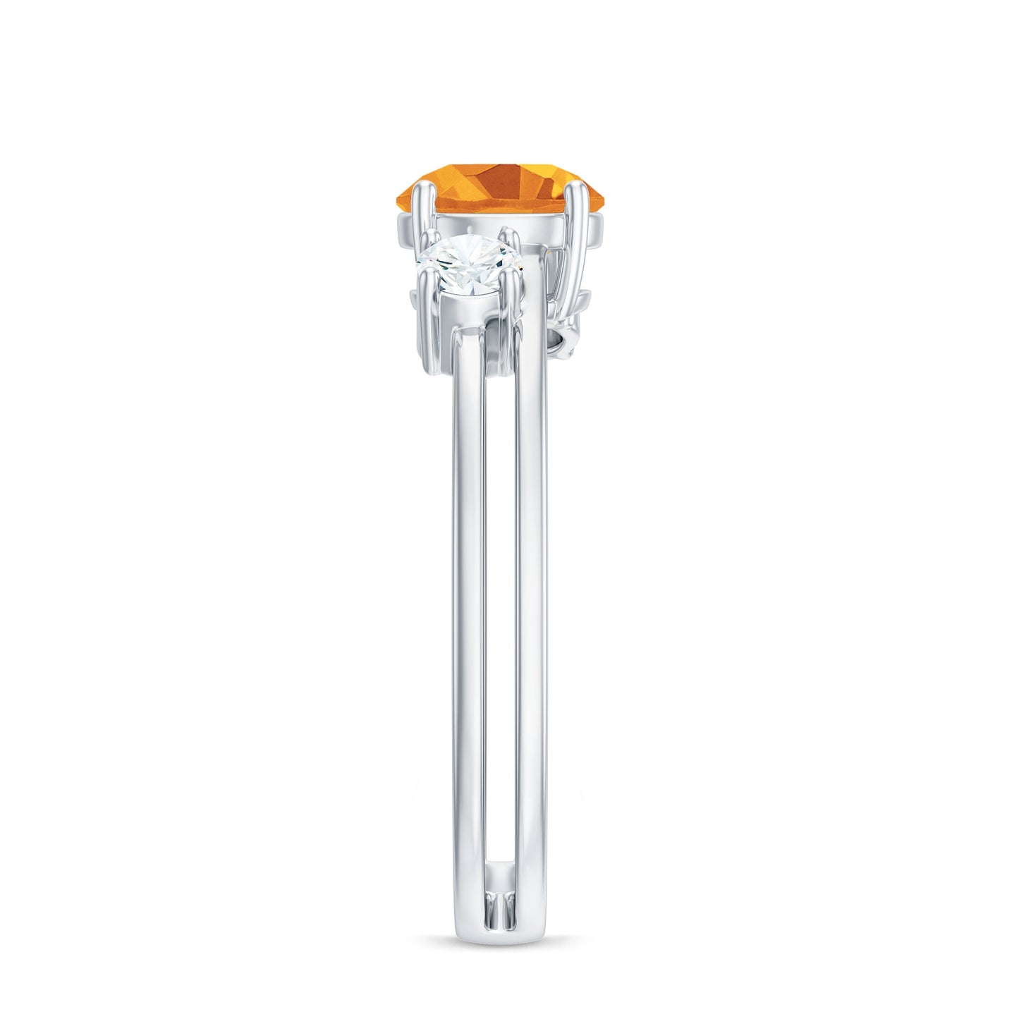 Real Citrine Diamond Double Band Engagement Ring