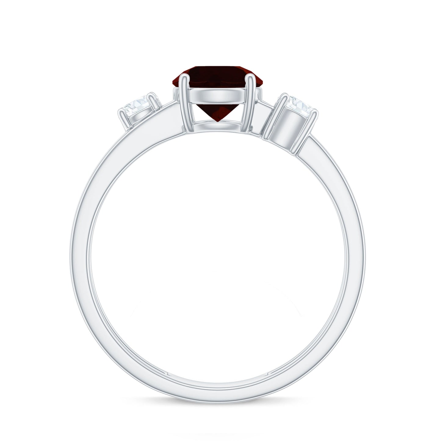 Genuine 2.3 Carat Garnet Diamond Double Band Engagement Ring