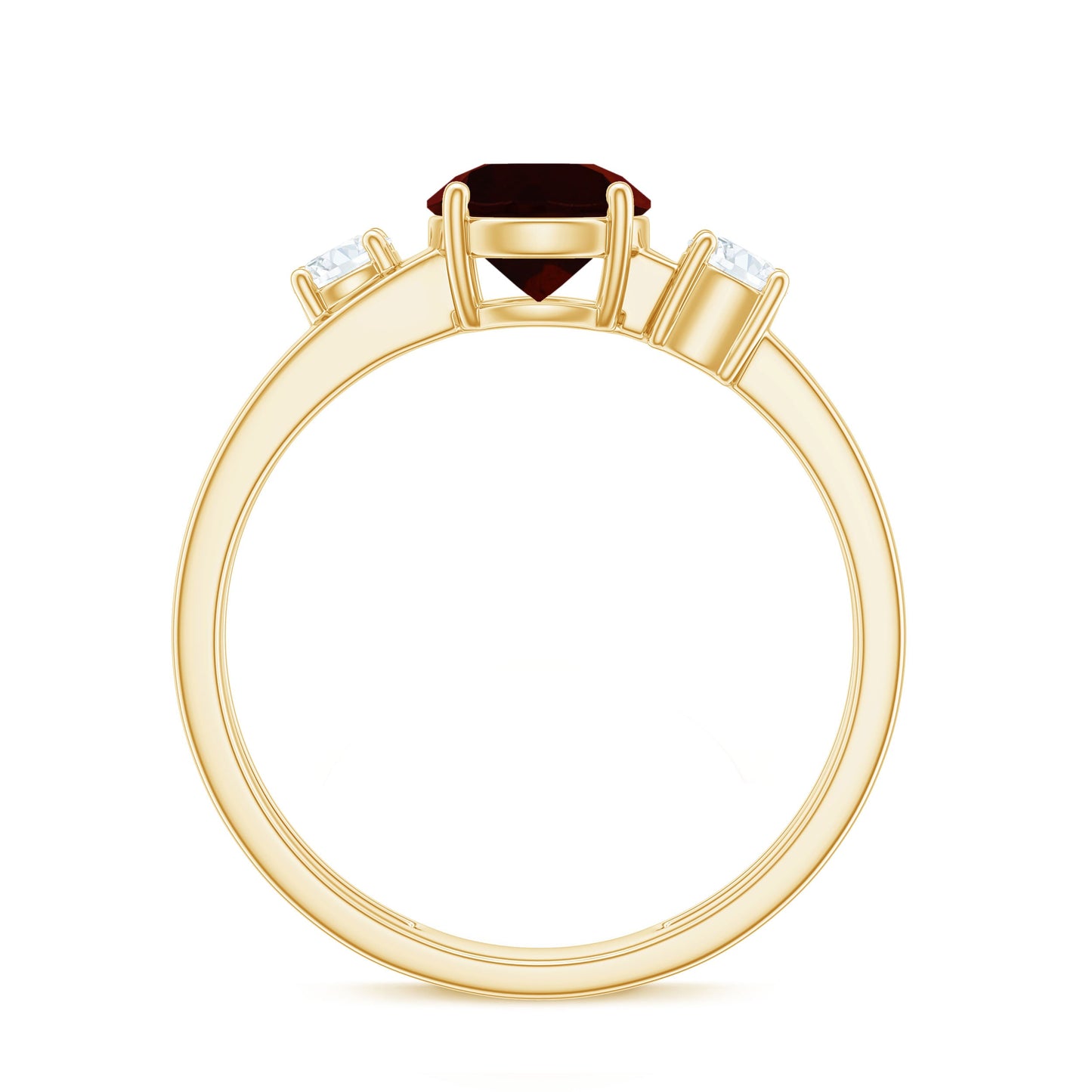 Genuine 2.3 Carat Garnet Diamond Double Band Engagement Ring
