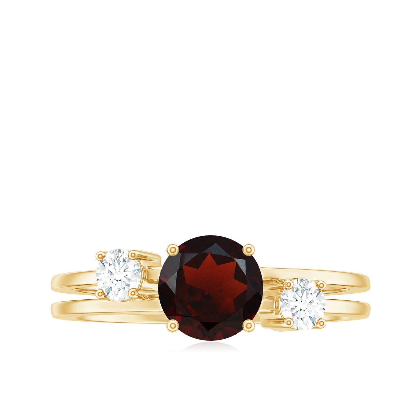 Genuine 2.3 Carat Garnet Diamond Double Band Engagement Ring