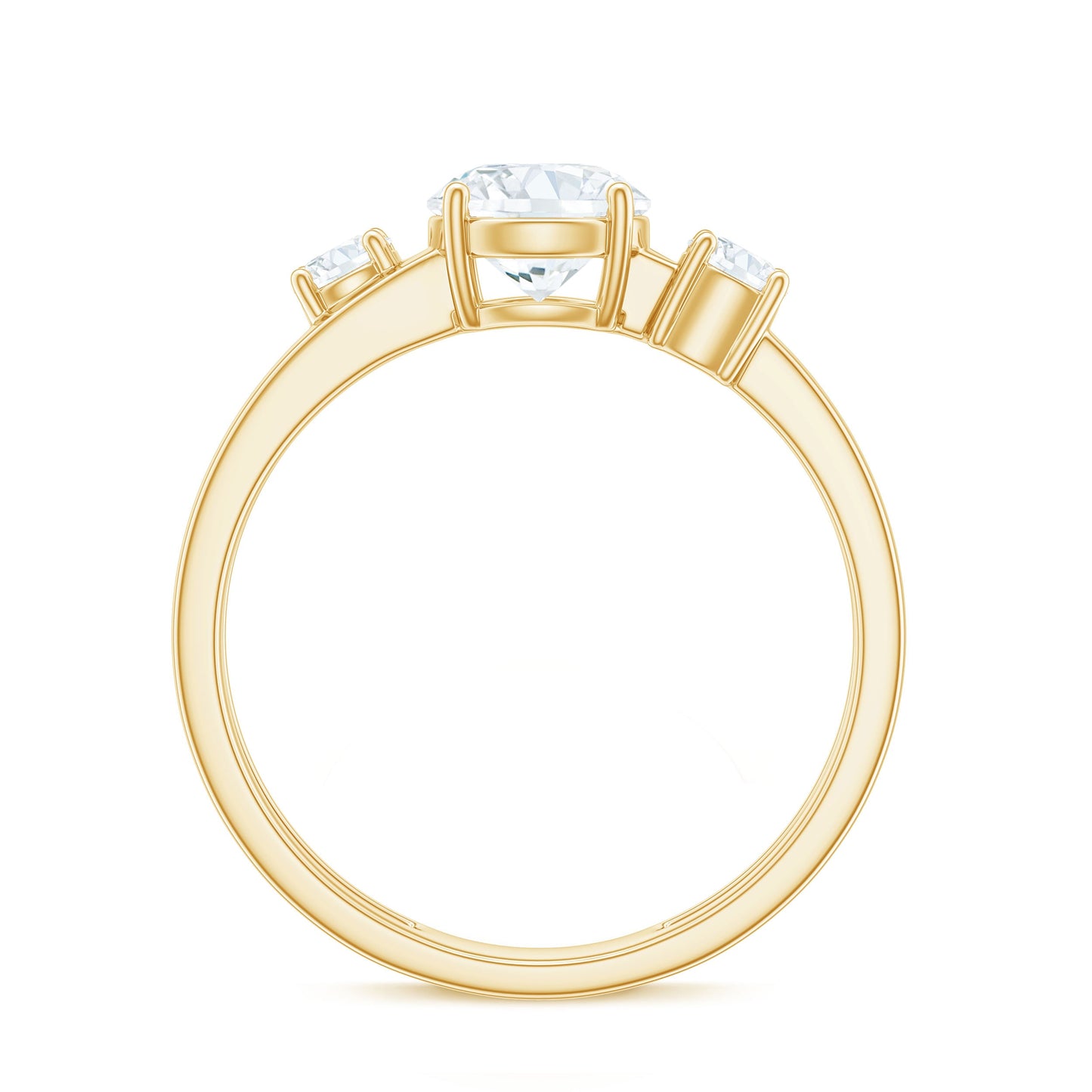 0.9 Carat Brilliant Cut Moissanite 3 Stone Engagement Ring with Double Band