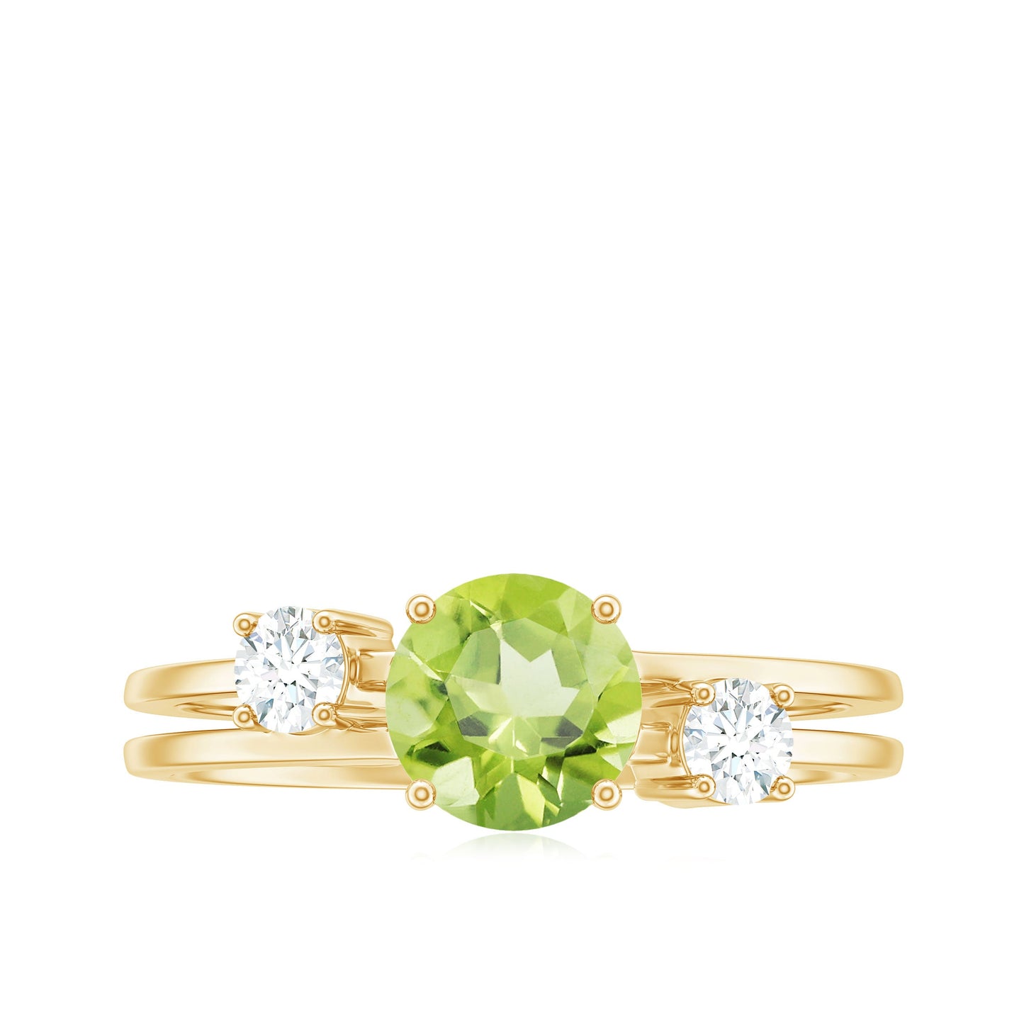 2 Carat Peridot Double Band Engagement Ring with Diamond