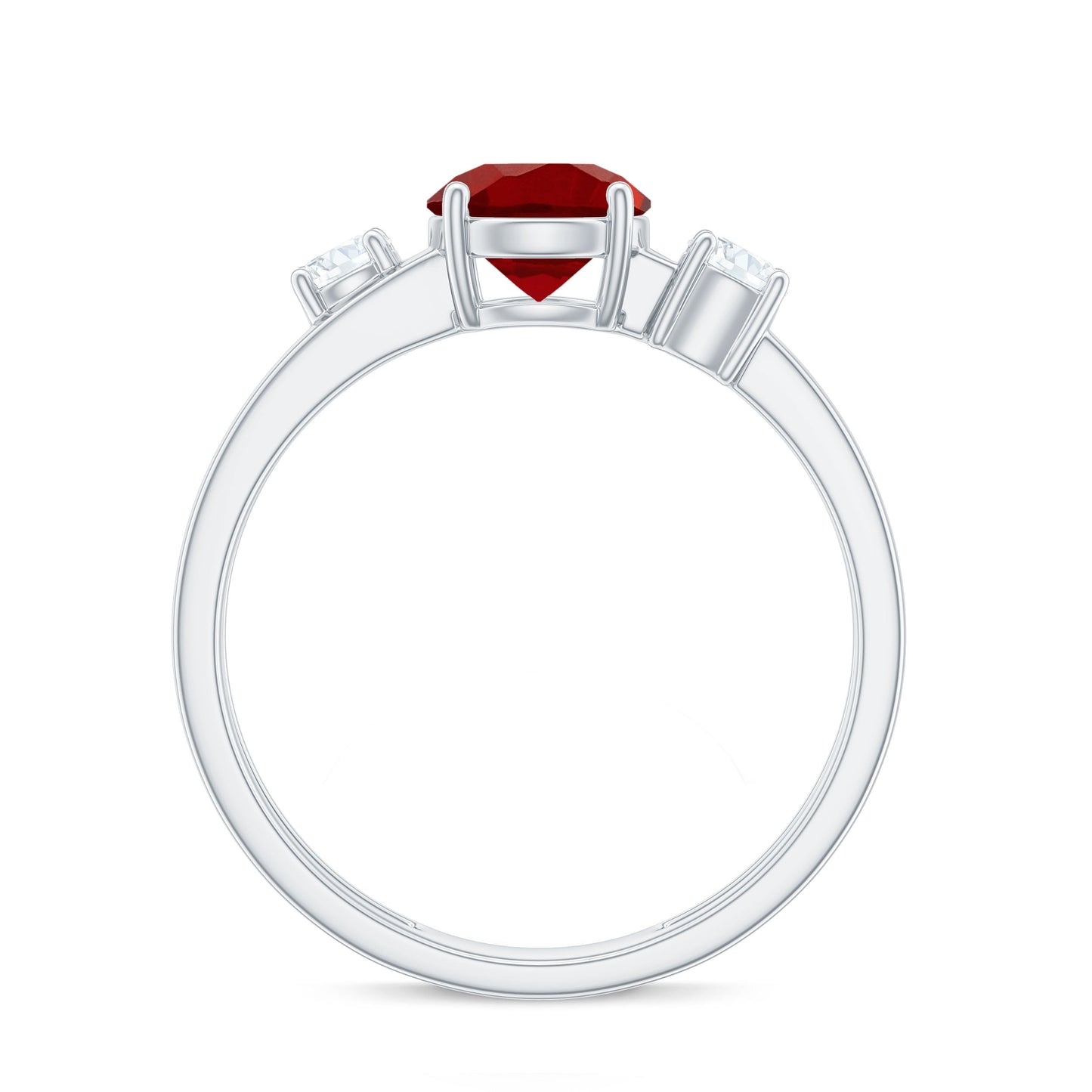 Certified 1.3 Carat Lab Grown Ruby Double Band Engagement Ring with Diamond