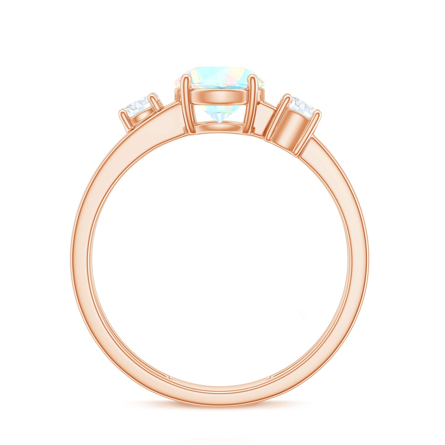 Natural Ethiopian Rainbow Opal Diamond Three Stone Engagement Ring