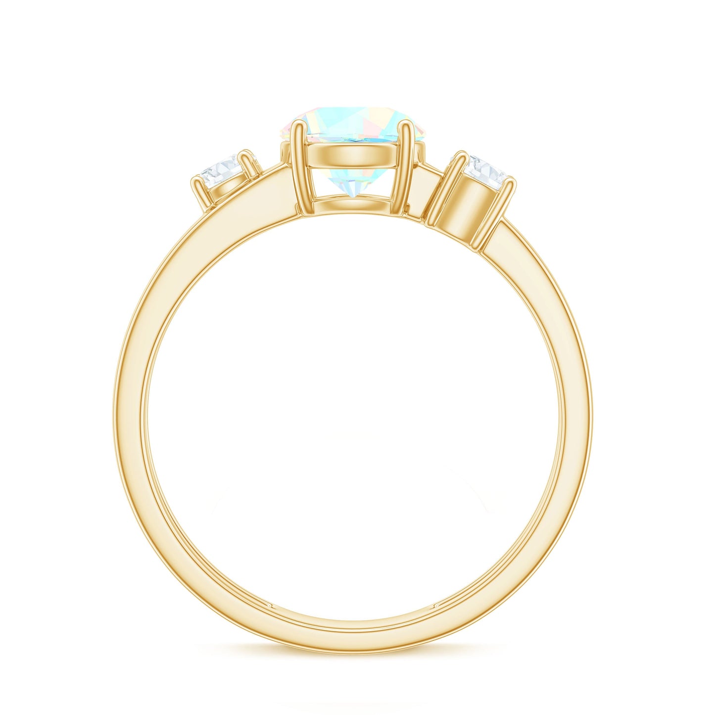 Natural Ethiopian Rainbow Opal Diamond Three Stone Engagement Ring