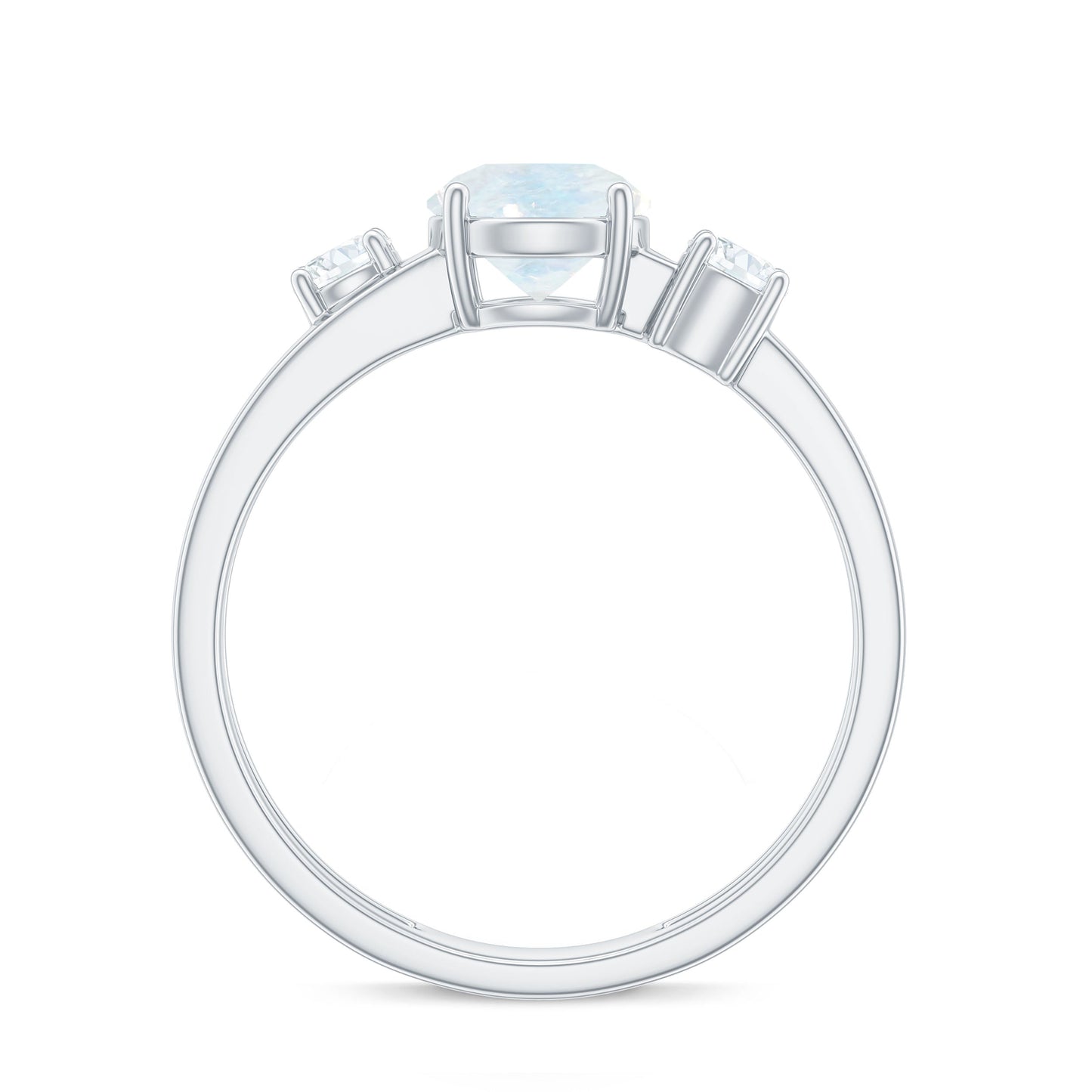 0.3 Carat Moonstone Solitaire Double Band Ring with Diamond