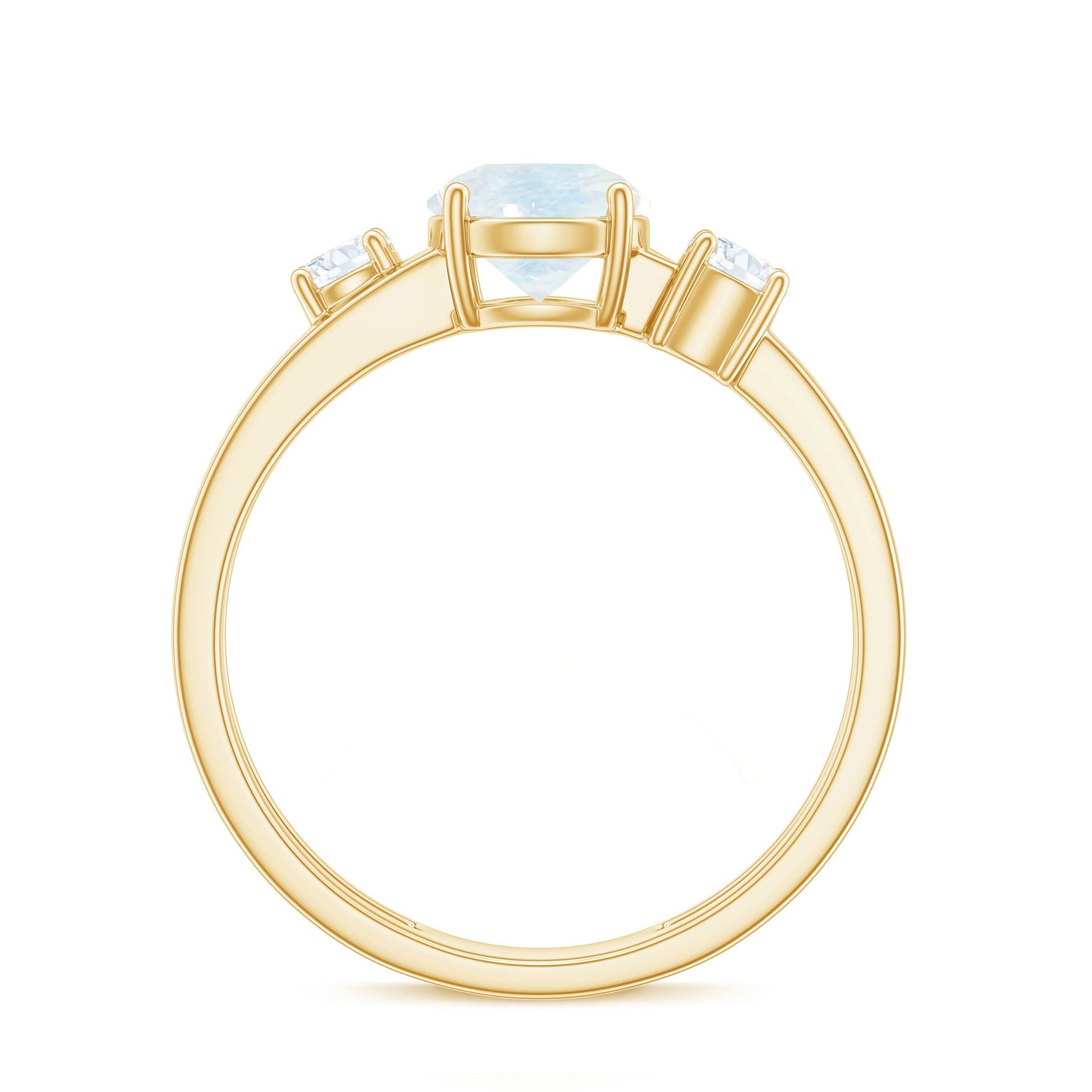 0.3 Carat Moonstone Solitaire Double Band Ring with Diamond
