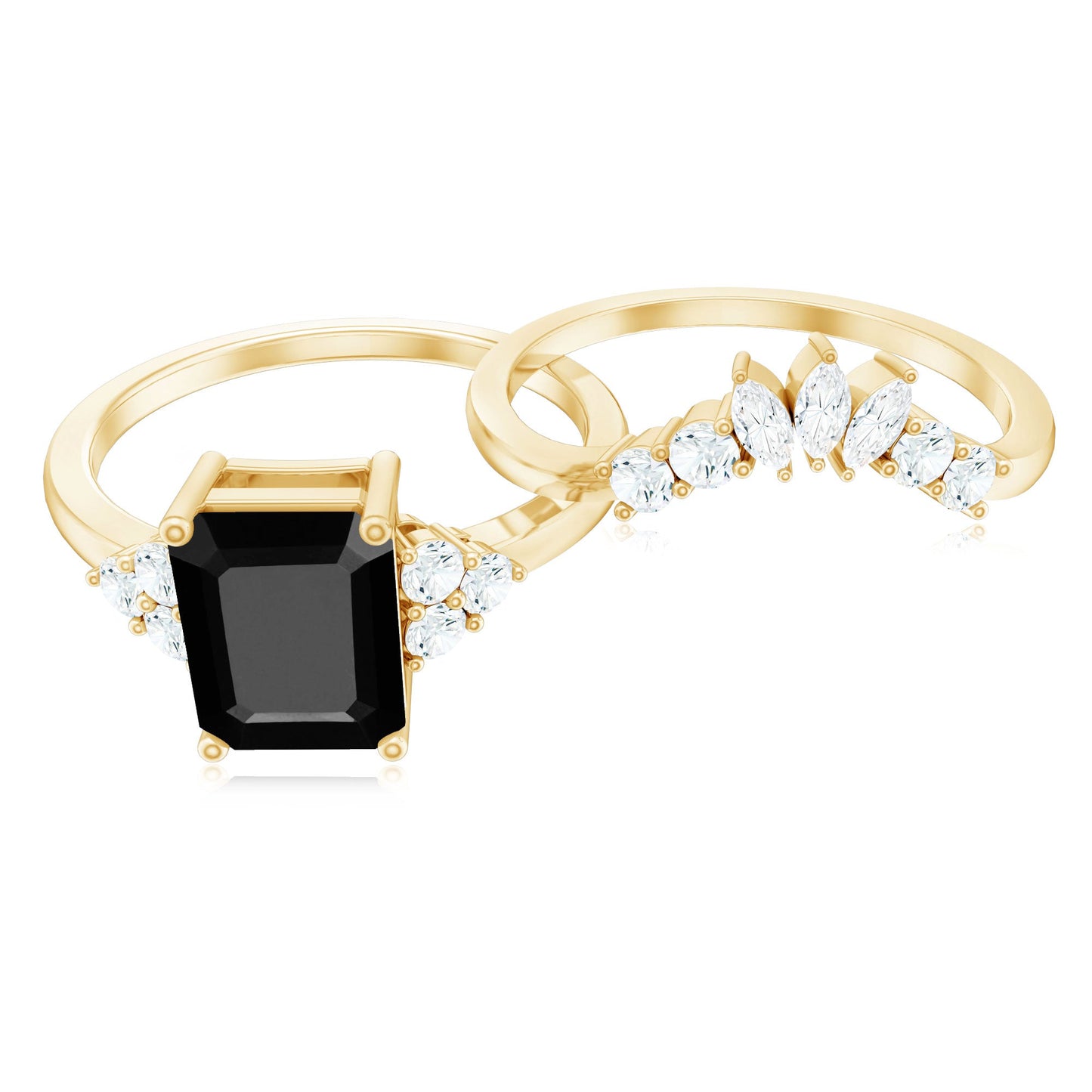 Created Black Diamond Engagement Ring Set with Diamond