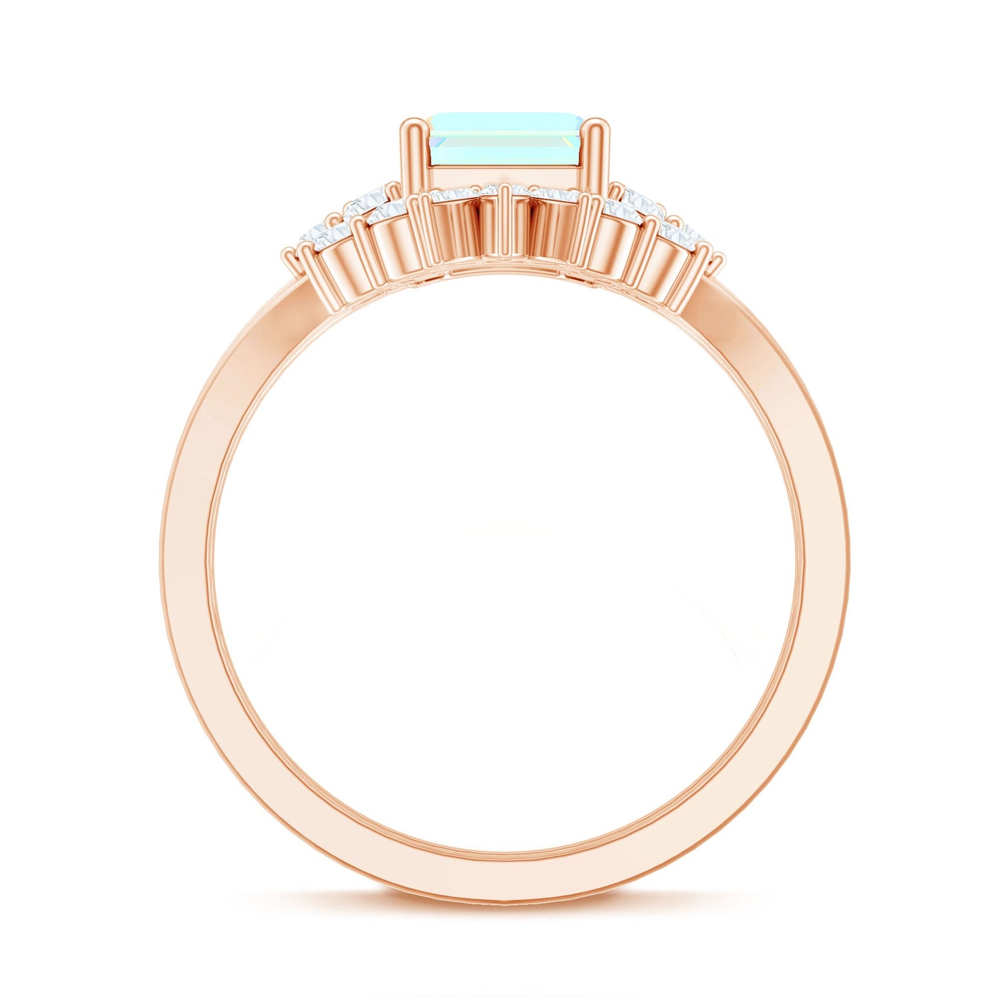 Certified Real Ethiopian Opal Diamond Emerald Cut Engagement Ring with Enhancer