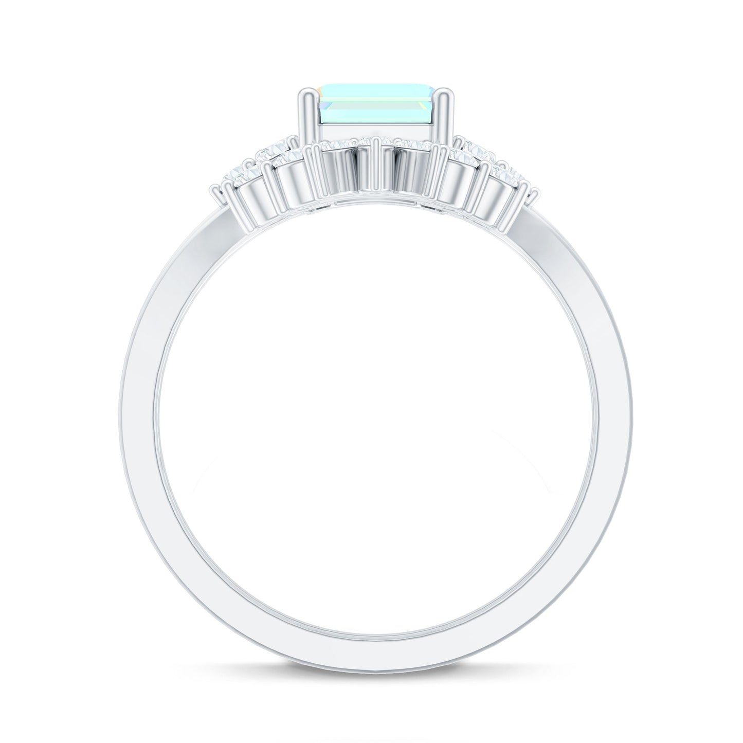 Certified Real Ethiopian Opal Diamond Emerald Cut Engagement Ring with Enhancer