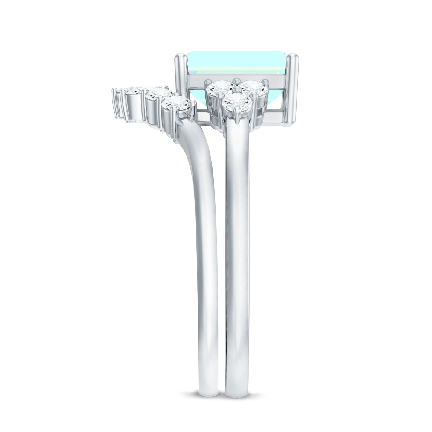 Certified Real Ethiopian Opal Diamond Emerald Cut Engagement Ring with Enhancer