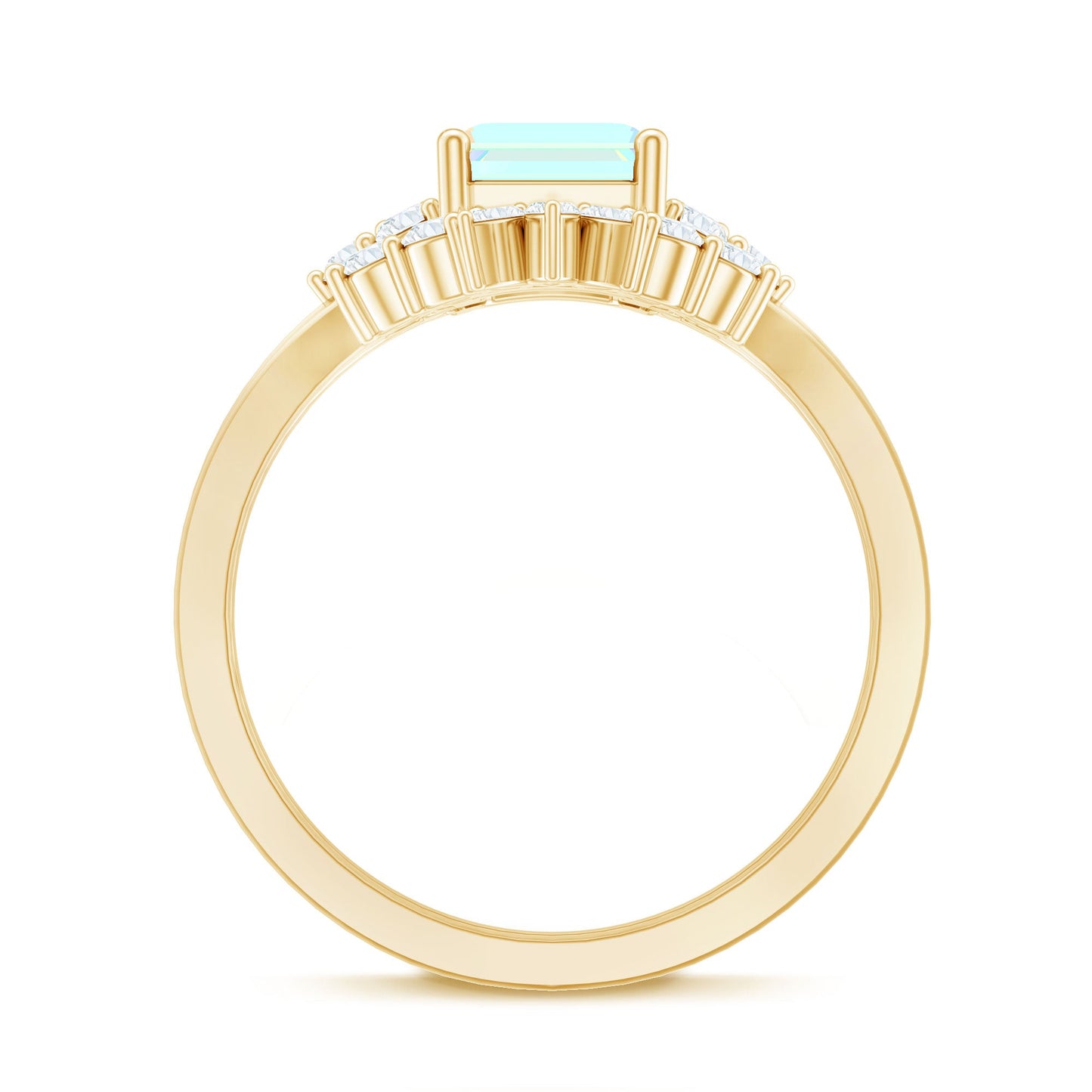 Certified Real Ethiopian Opal Diamond Emerald Cut Engagement Ring with Enhancer