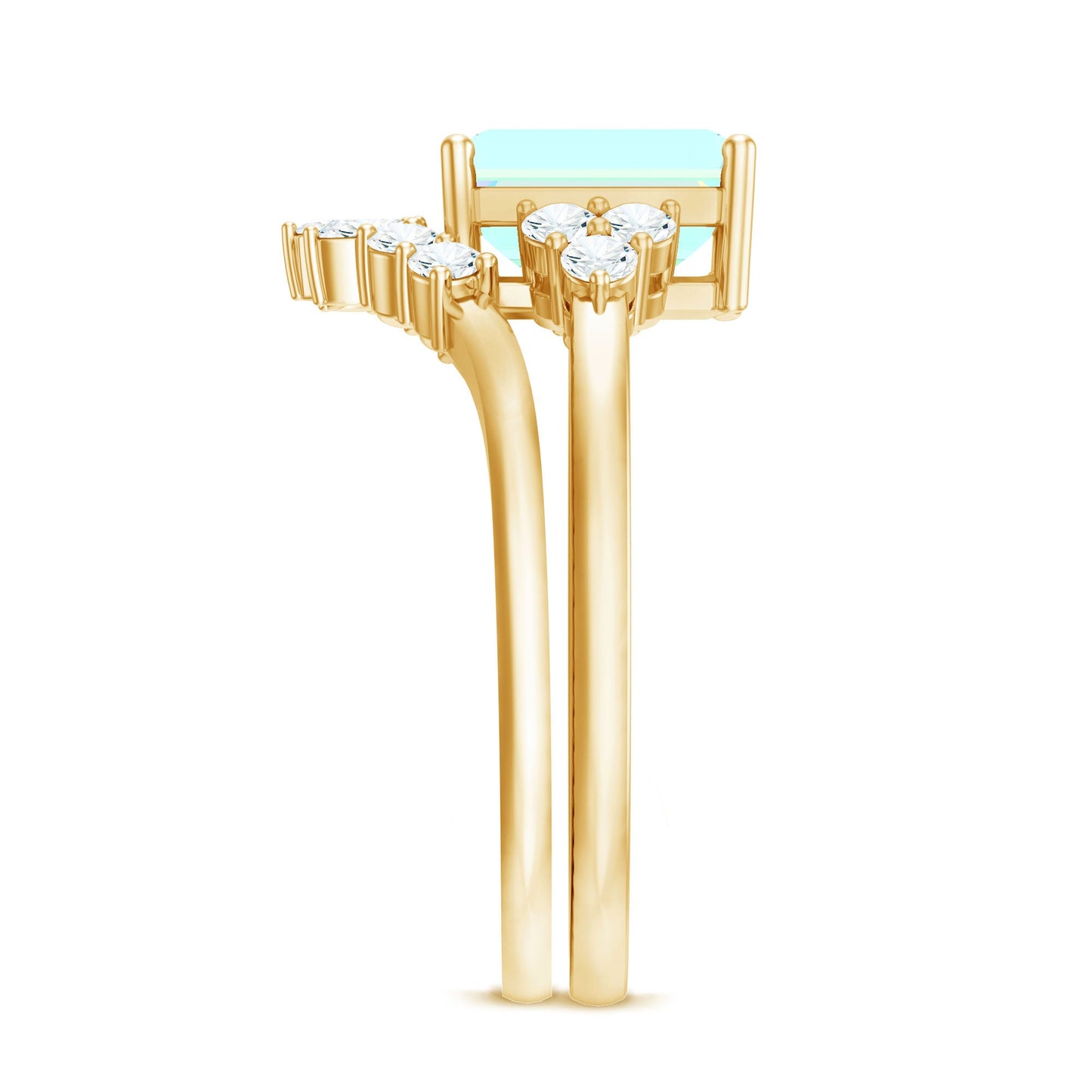 Certified Real Ethiopian Opal Diamond Emerald Cut Engagement Ring with Enhancer