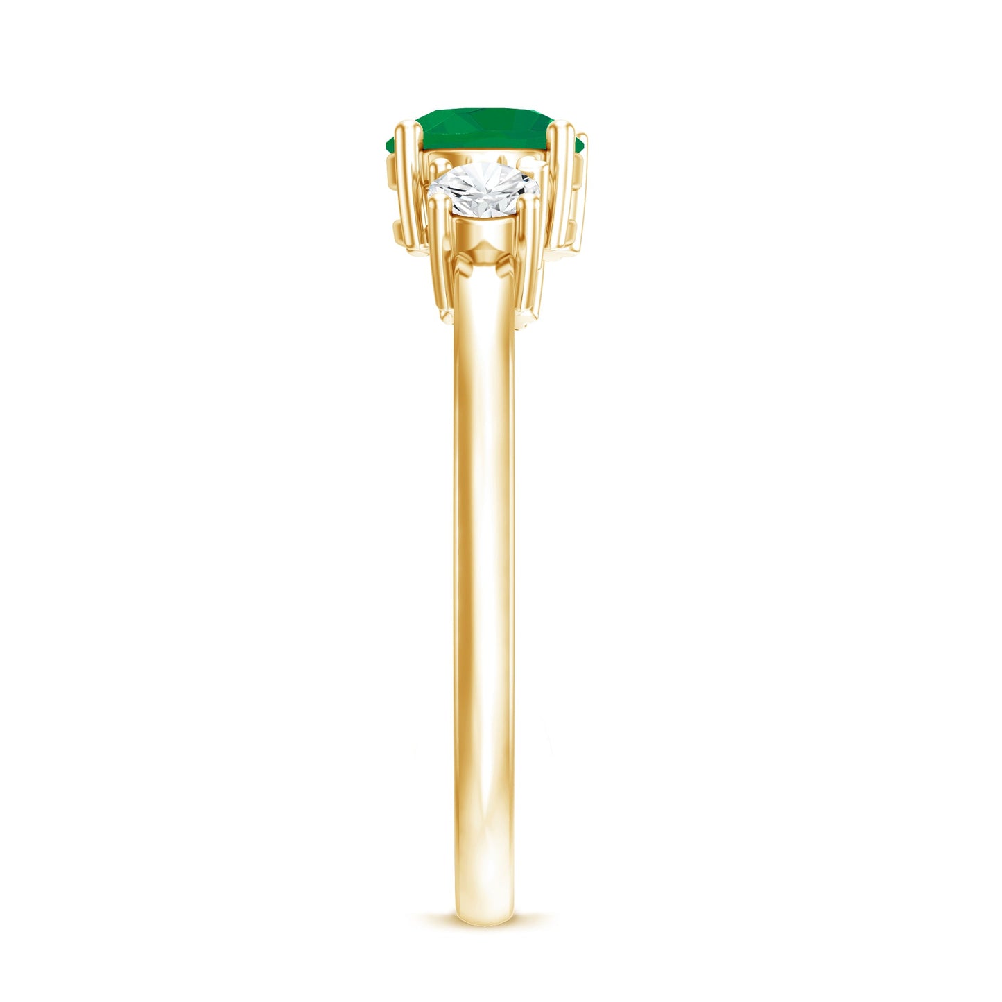 Genuine Emerald and Diamond Promise Three Stone Ring