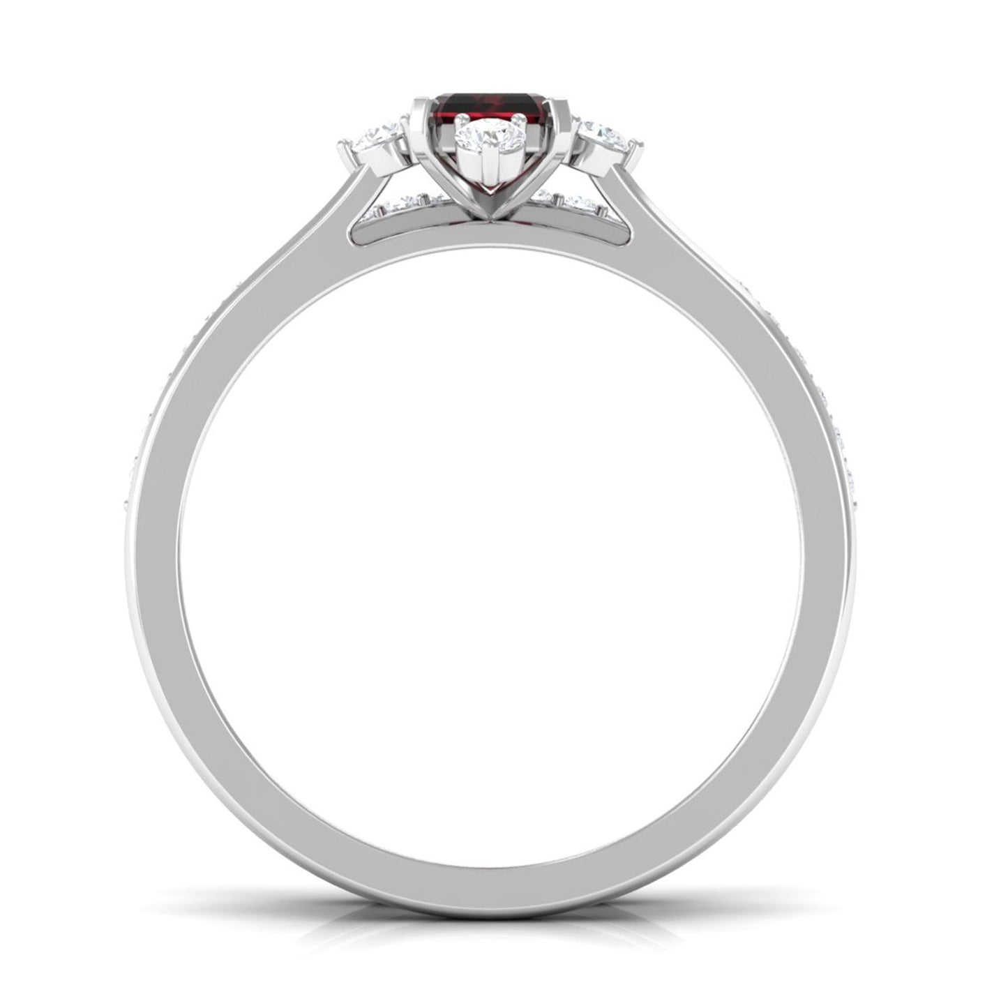 0.7 Carat Natural Emerald Cut Garnet Diamond Wedding Bridal Ring Set of 2