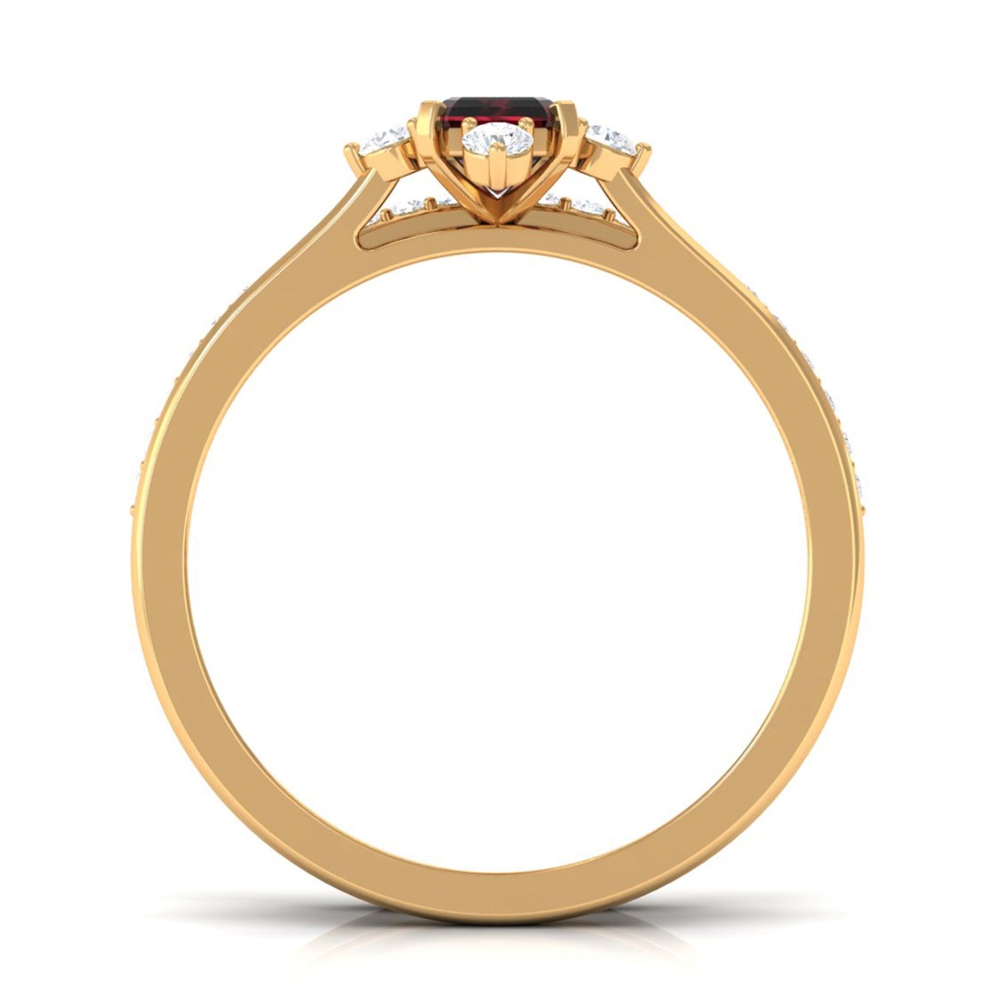 0.7 Carat Natural Emerald Cut Garnet Diamond Wedding Bridal Ring Set of 2
