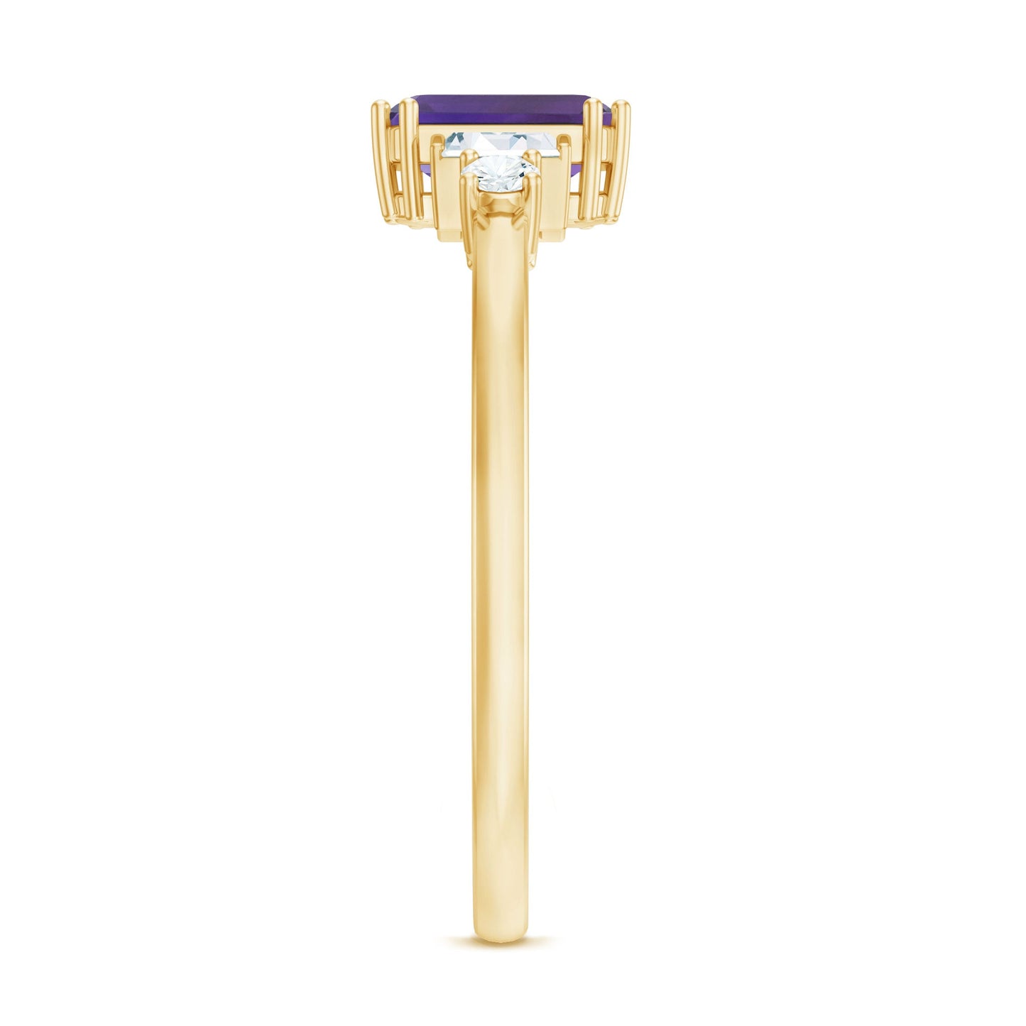 1.4 Carat Amethyst Emerald Cut Engagement Ring with Diamond