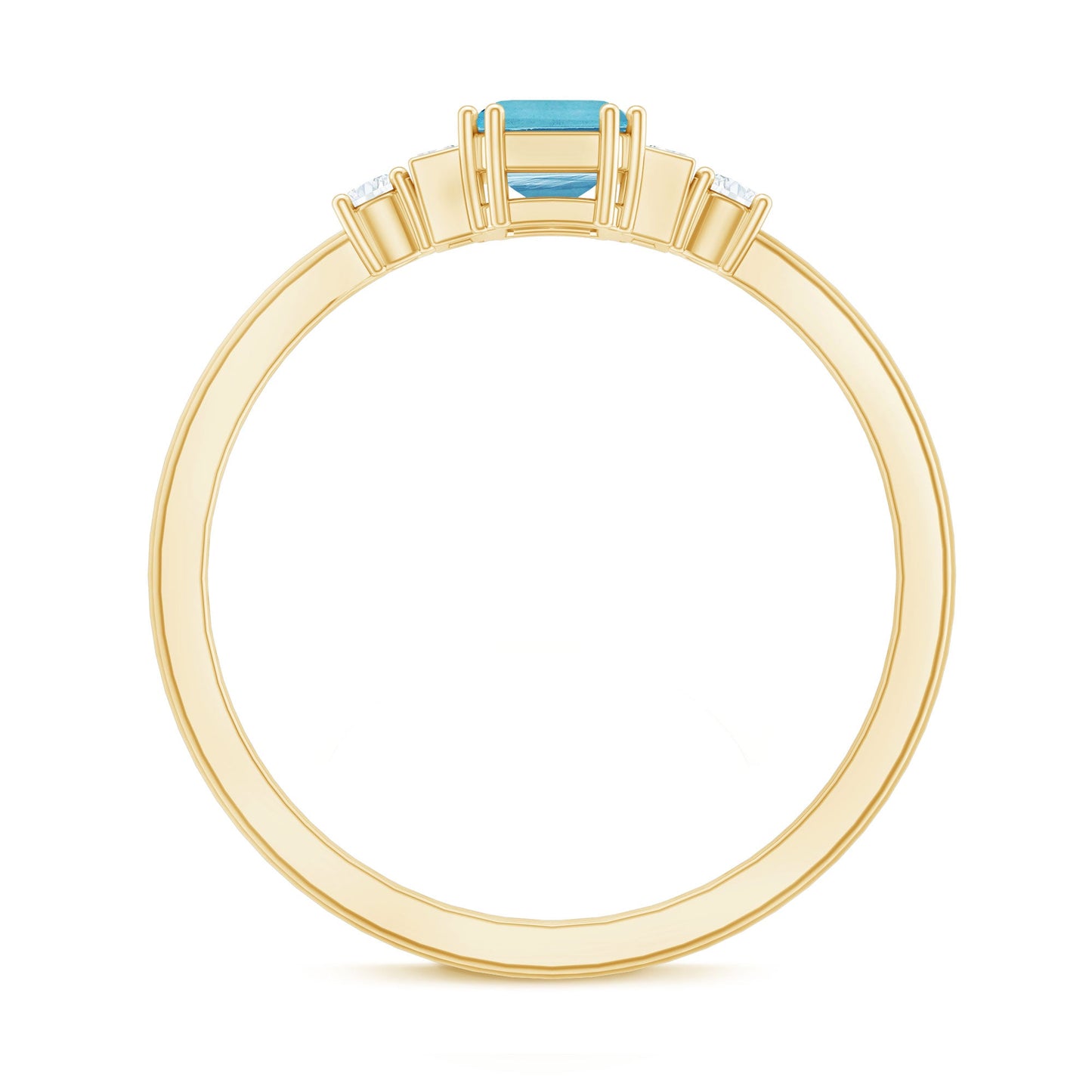 Real 0.6 Carat Aquamarine Emerald Cut Engagement Ring with Diamond