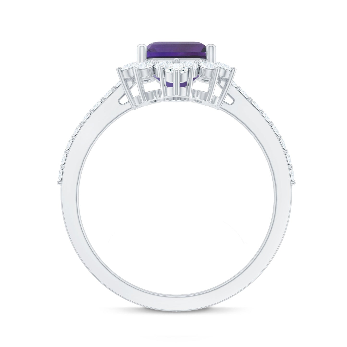 Vintage Style 1.4 Carat Emerald Cut Amethyst Engagement Ring with Diamonds