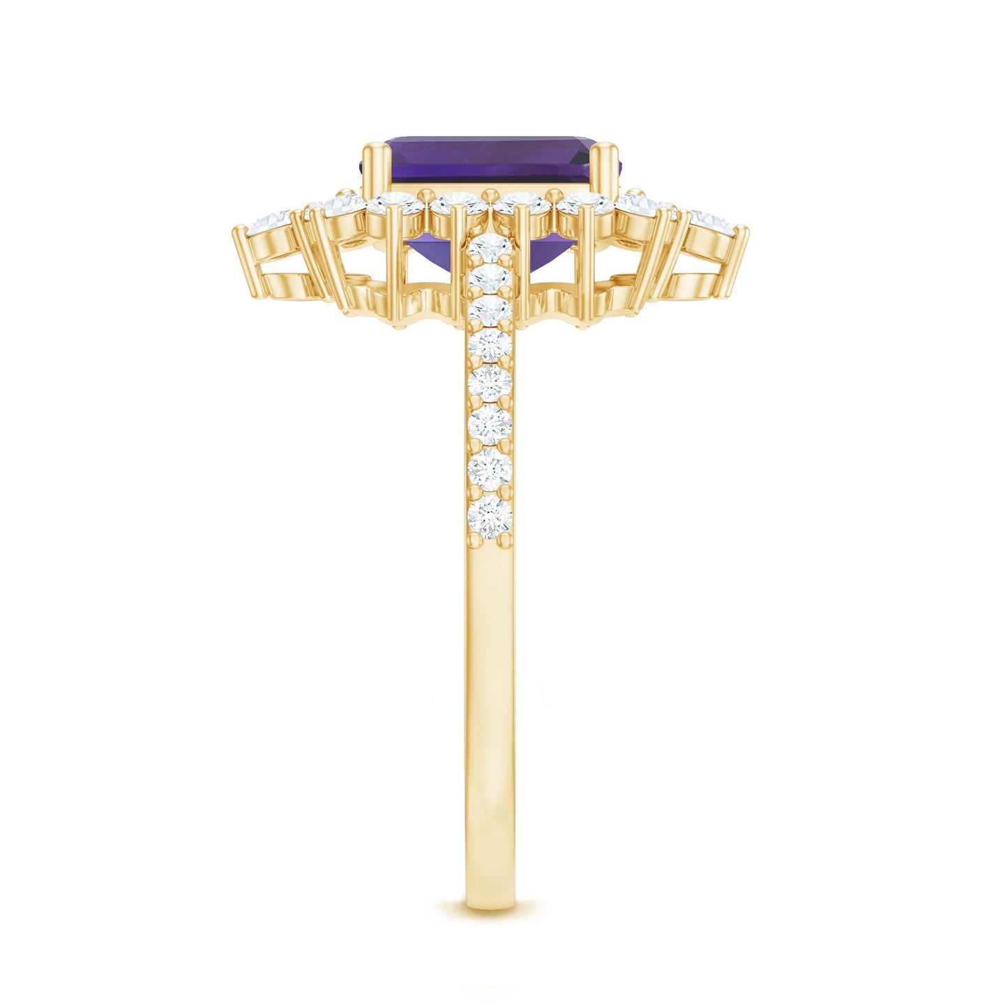 Vintage Style 1.4 Carat Emerald Cut Amethyst Engagement Ring with Diamonds