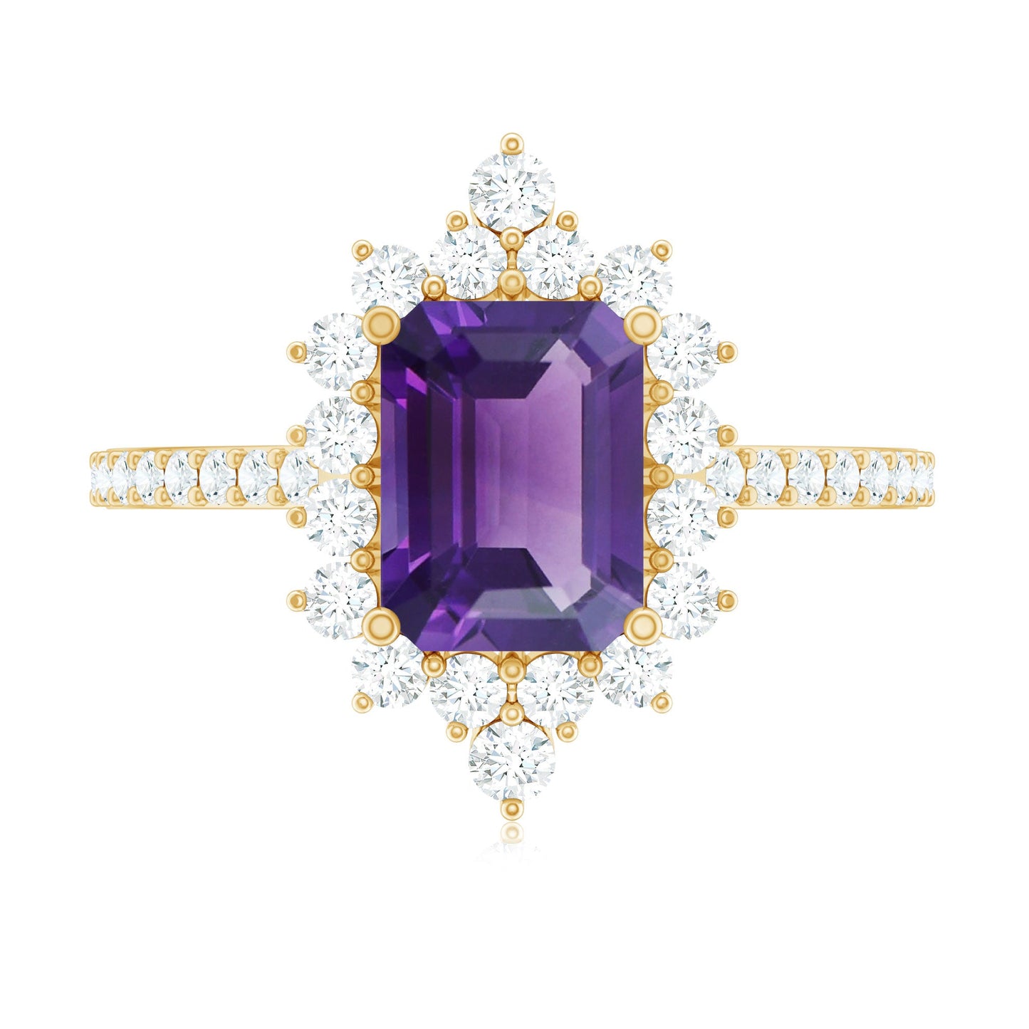 Vintage Style 1.4 Carat Emerald Cut Amethyst Engagement Ring with Diamonds